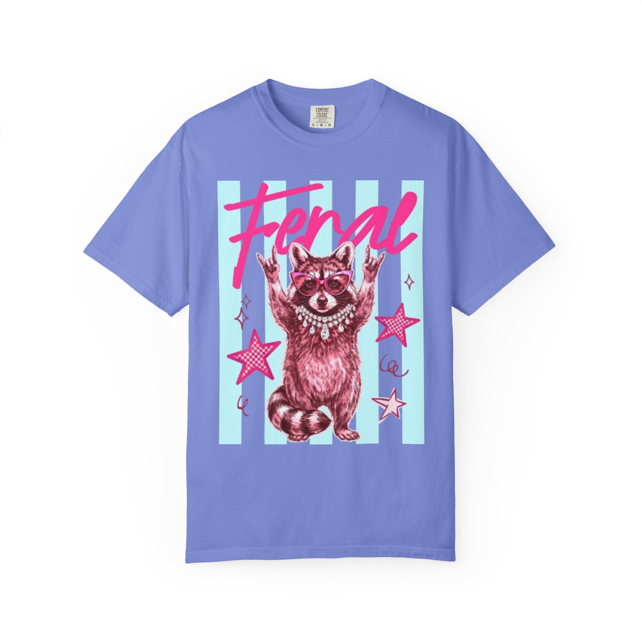 Feral Raccoon Graphic T-Shirt — Retro Pastel Pop DesigN