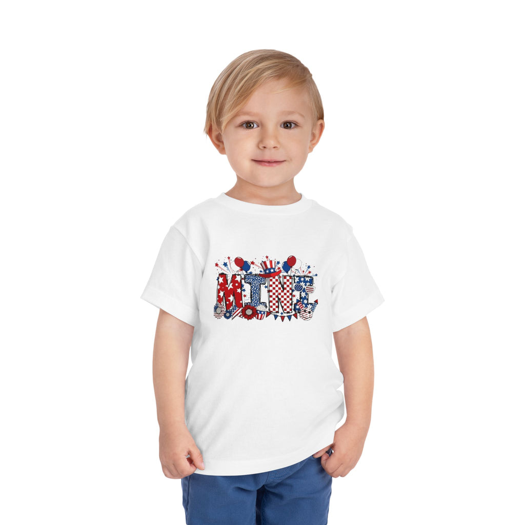 Toddler Tee - 'Mini' Patriotic 4th of July Kids Shirt (Red, White & Blue Stars & Stripes)