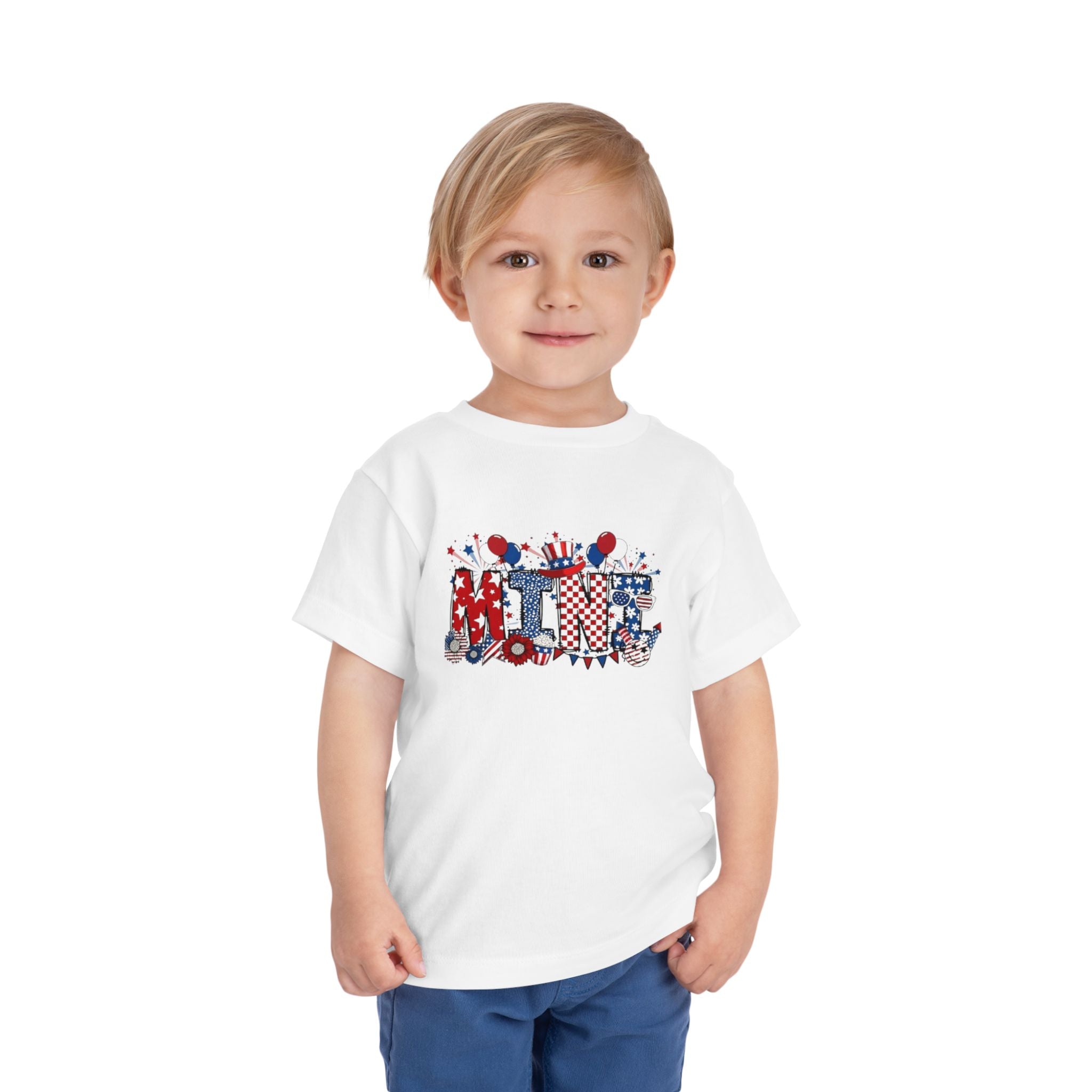 Toddler Tee - 'Mini' Patriotic 4th of July Kids Shirt (Red, White & Blue Stars & Stripes)