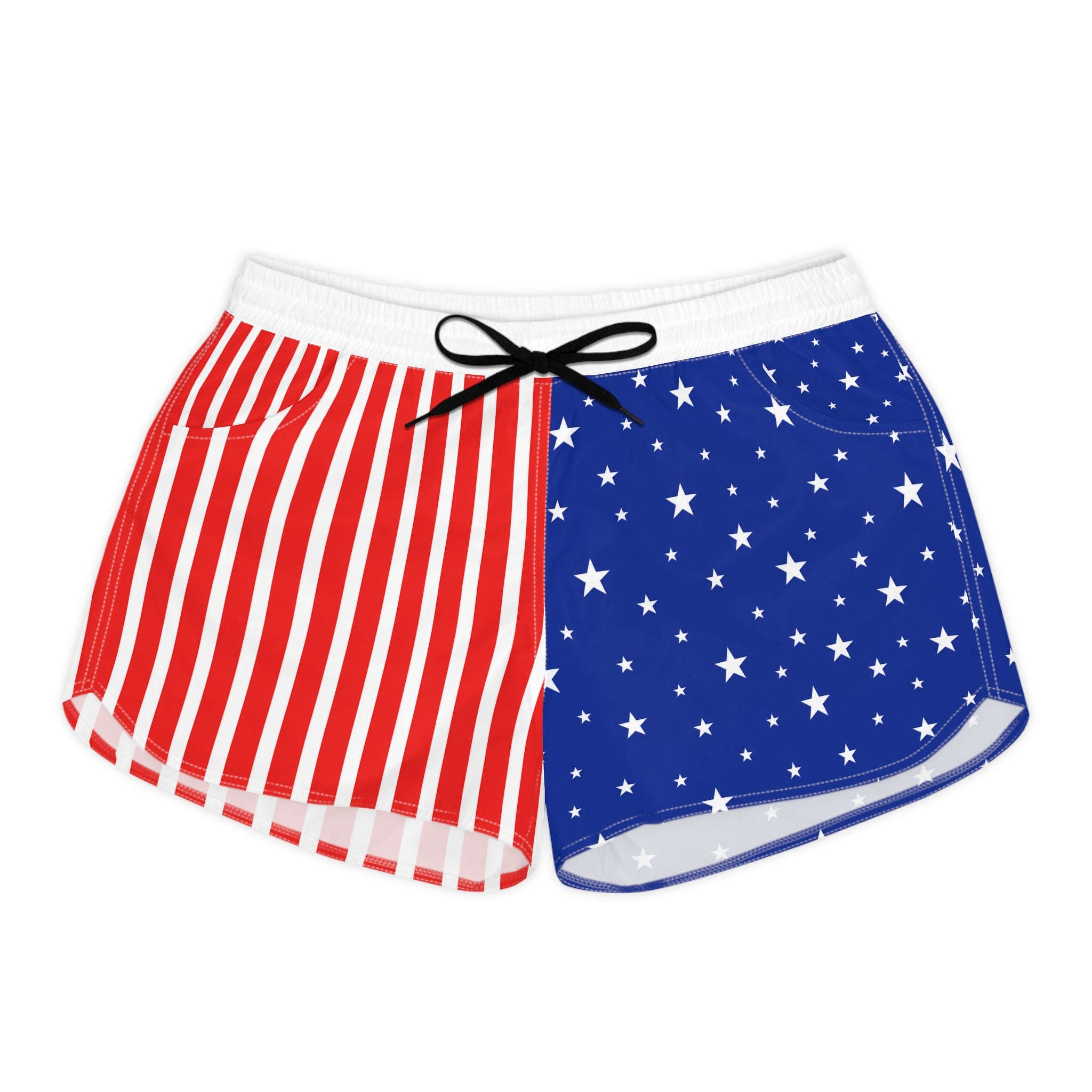American Flag Women’s Casual Shorts — Red & Blue Stars & Stripes AOP