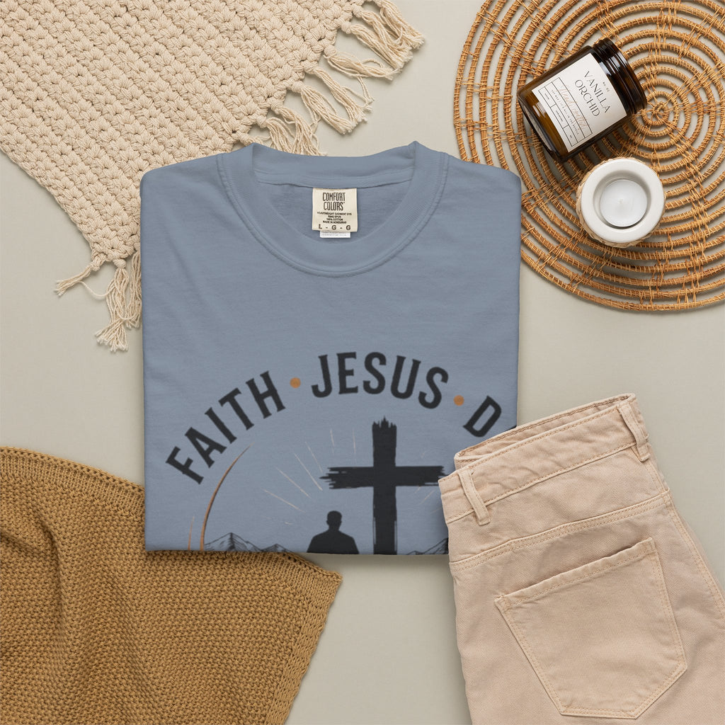 Faith Jesus Dad T-Shirt — "Leading My Family By His Grace" Christian Father Tee