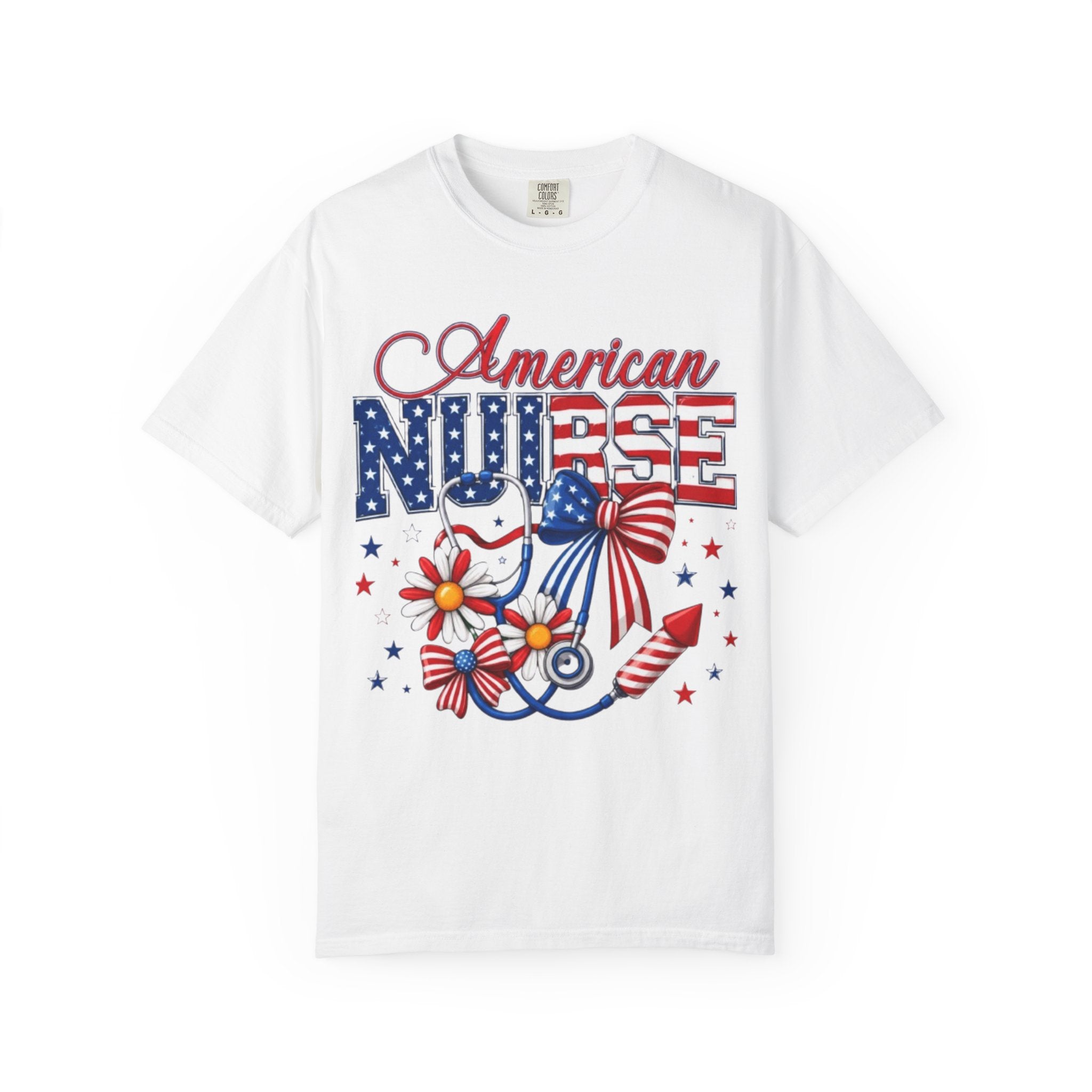American Nurse Patriotic T-Shirt — 4th of July Stars & Stripes Nursing Tee