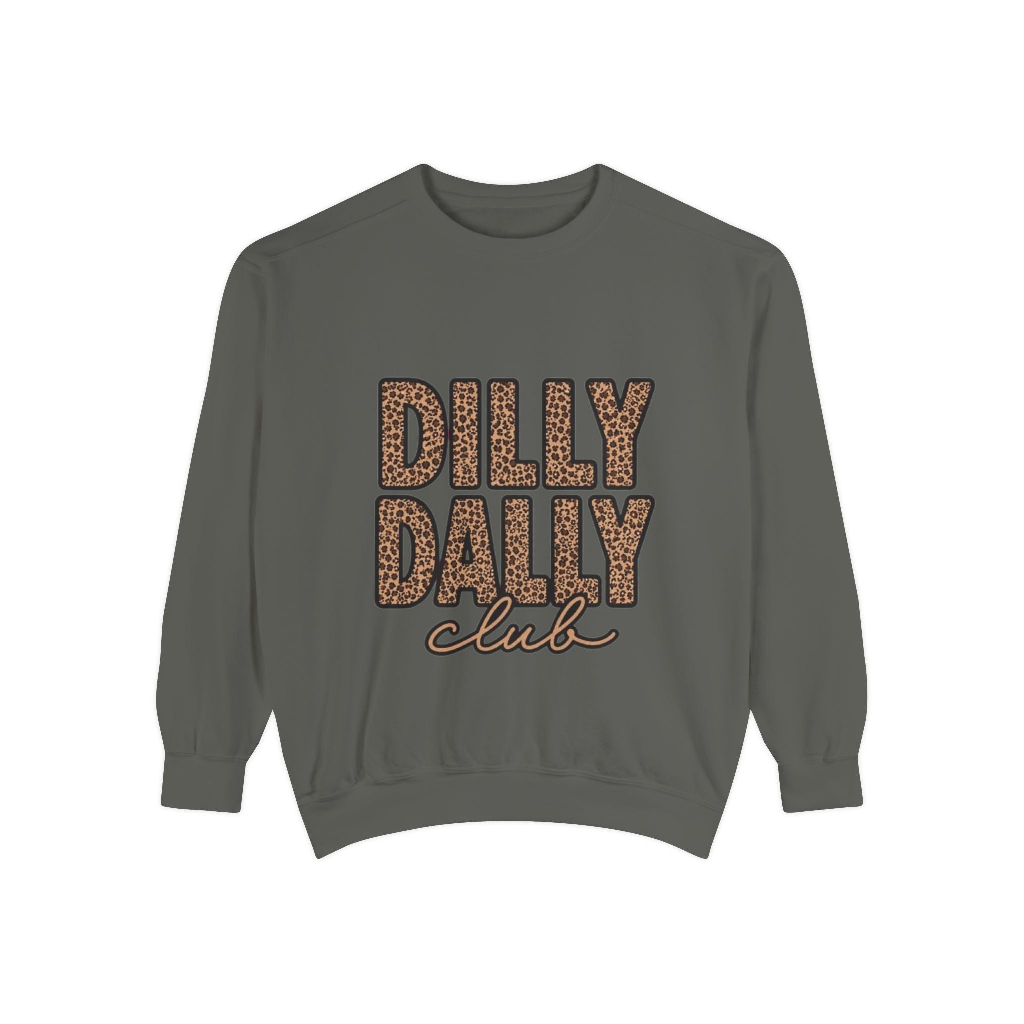Dilly Daily Club Sweatshirt — Leopard Print Graphic Crewneck