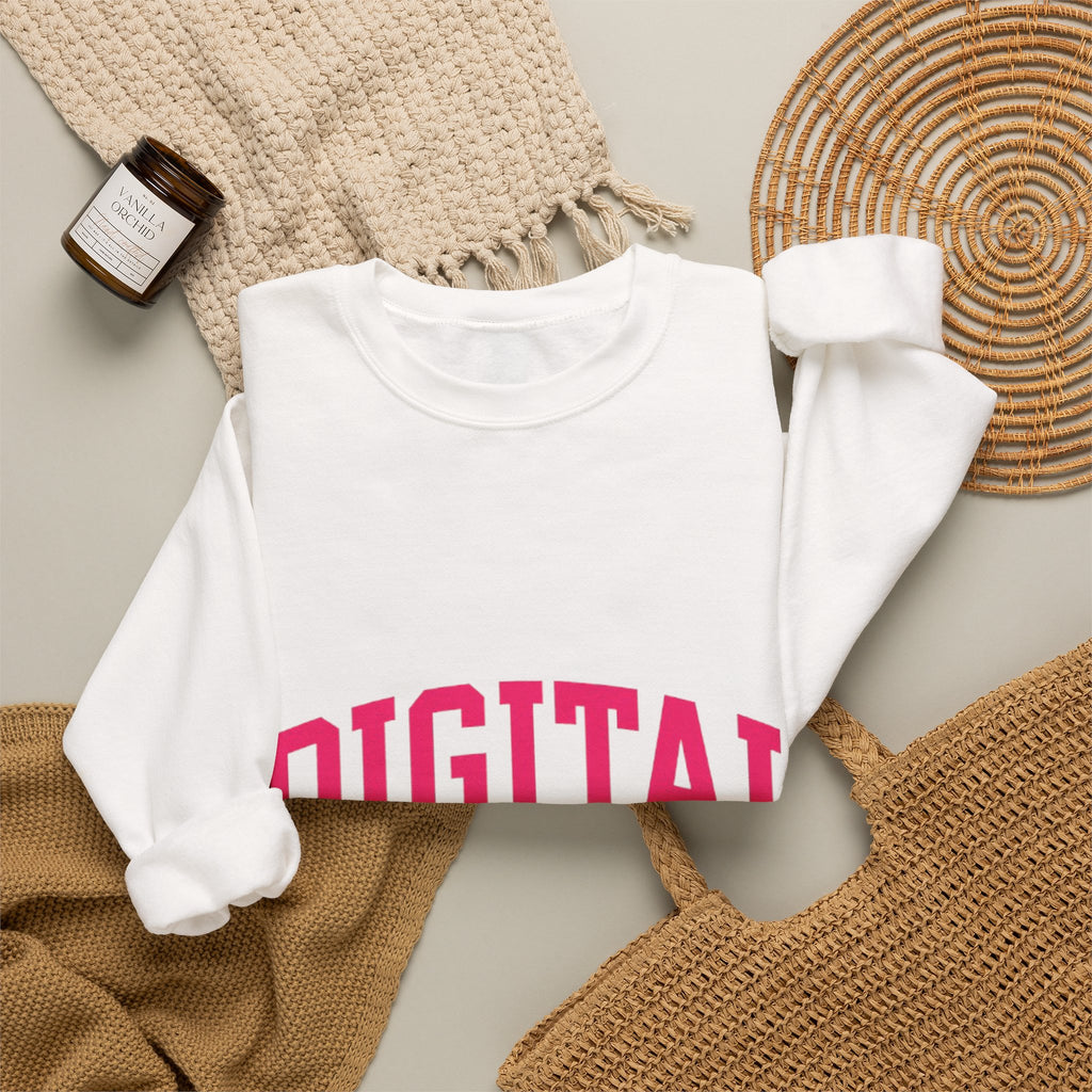 Digital Girls Club Sweatshirt — Pink Collegiate Crewneck