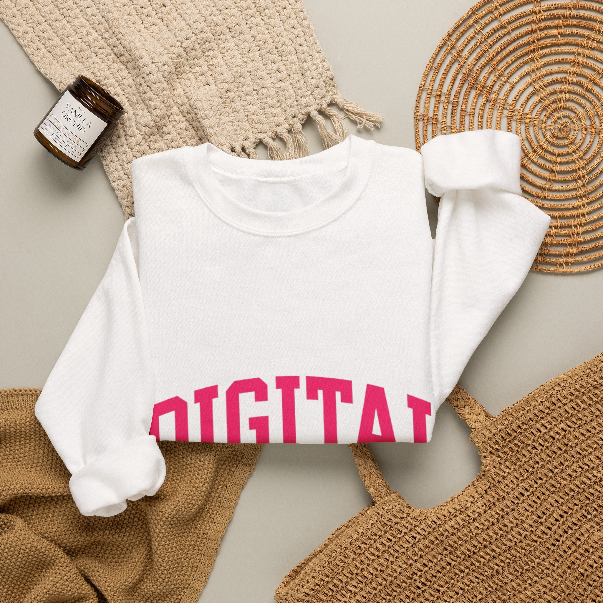 Digital Girls Club Sweatshirt — Pink Collegiate Crewneck