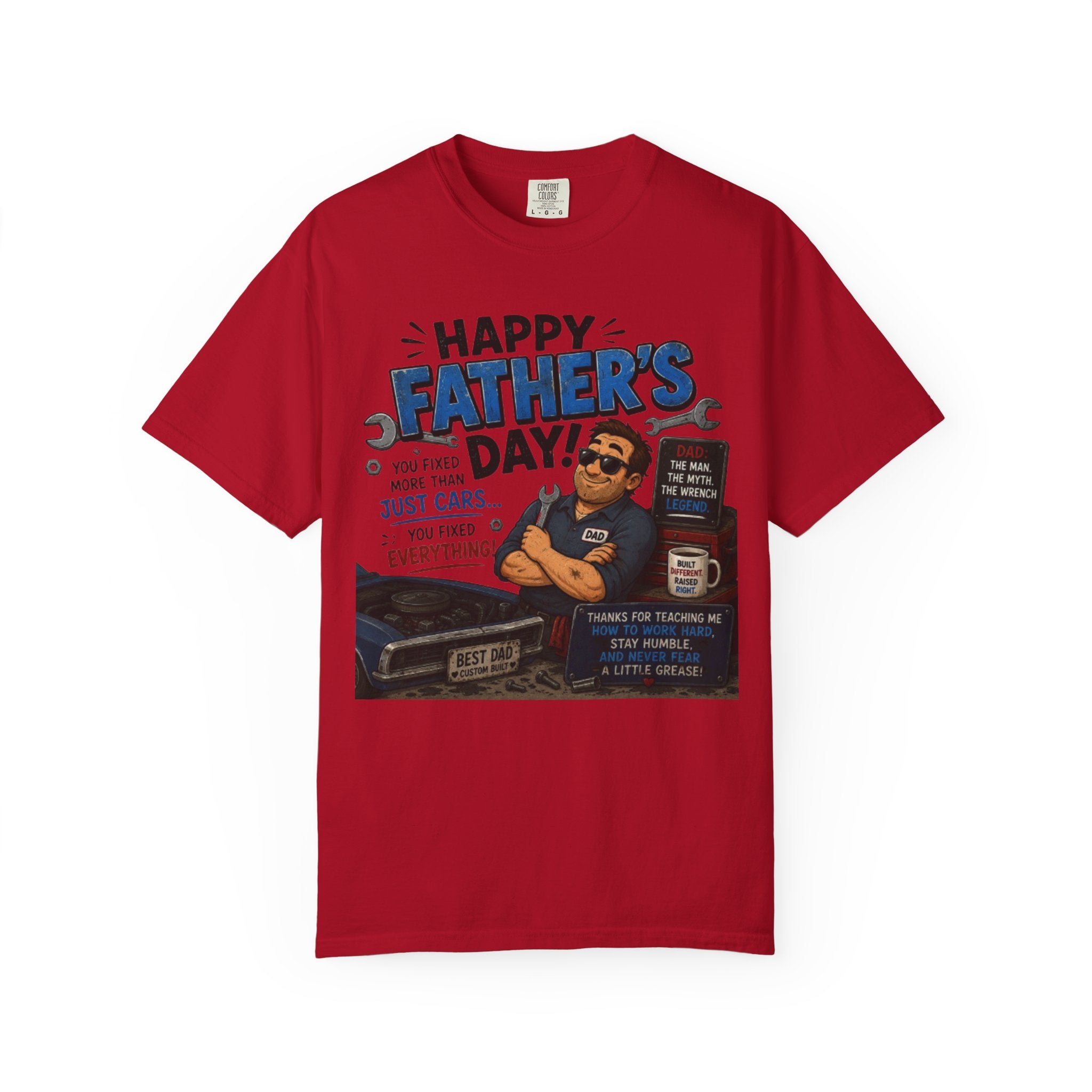 Father's Day Mechanic T-Shirt — "Happy Father's Day! You Fixed More Than Cars" Gift Tee