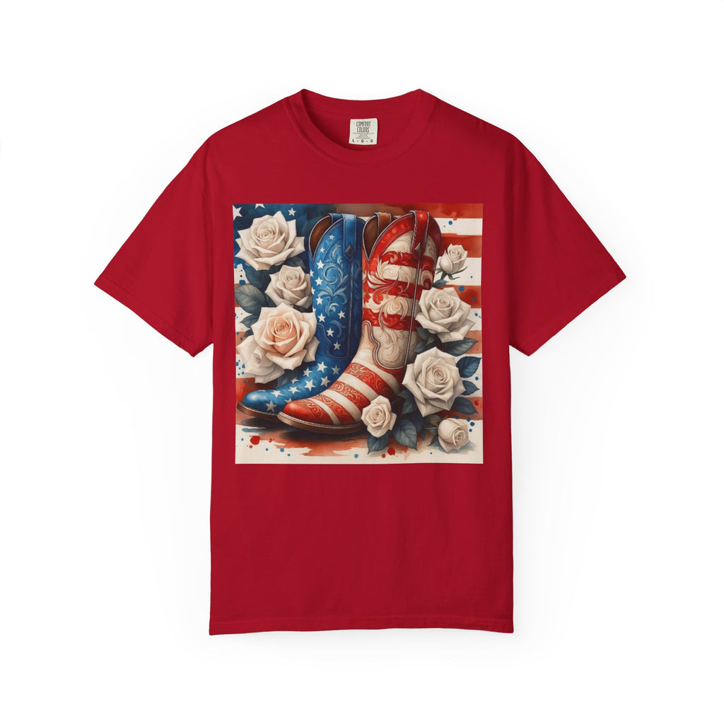 Cowboy Boots American Flag T-Shirt — Patriotic Western Graphic Tee