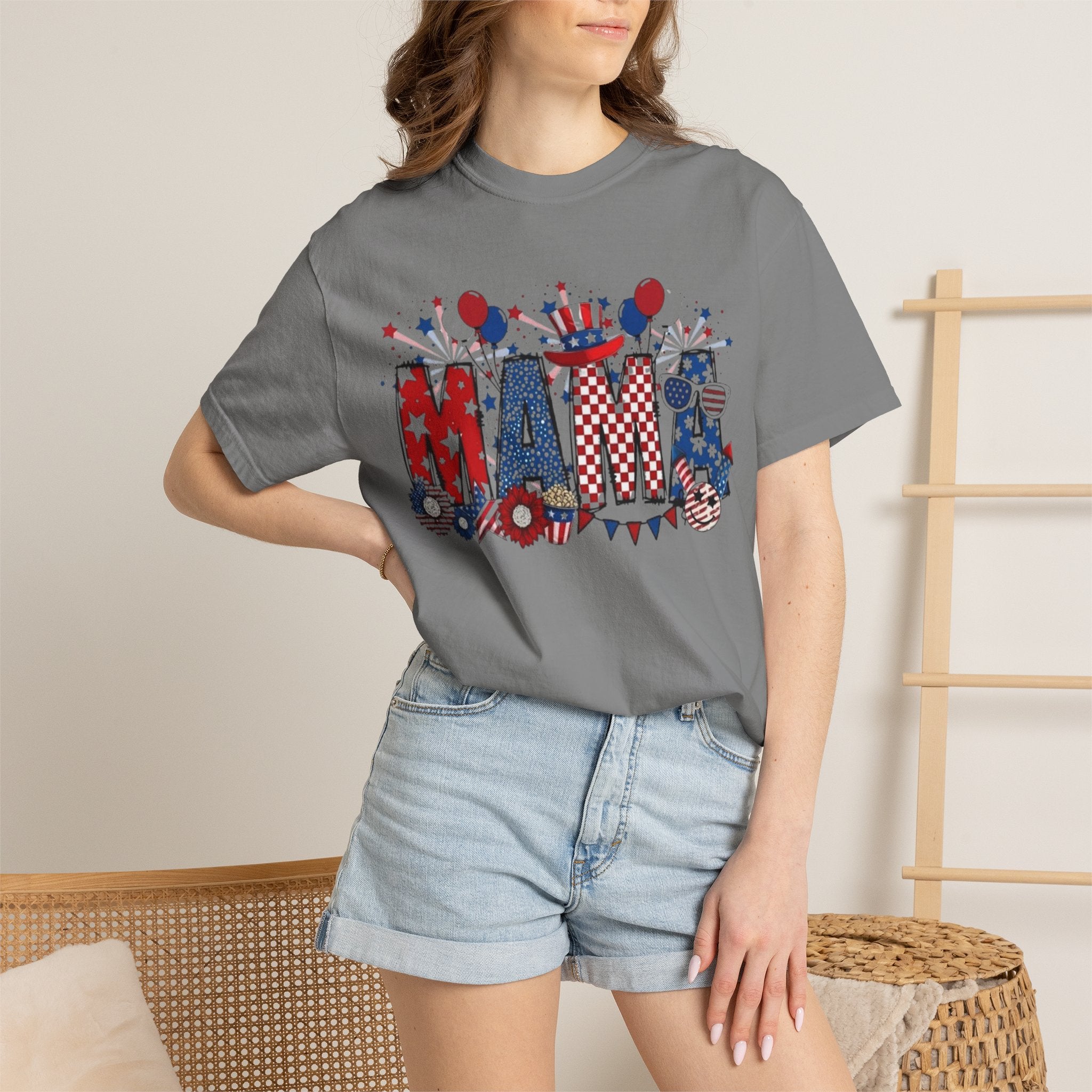 Patriotic Mama T-Shirt — Red White Blue 4th of July Mom Tee