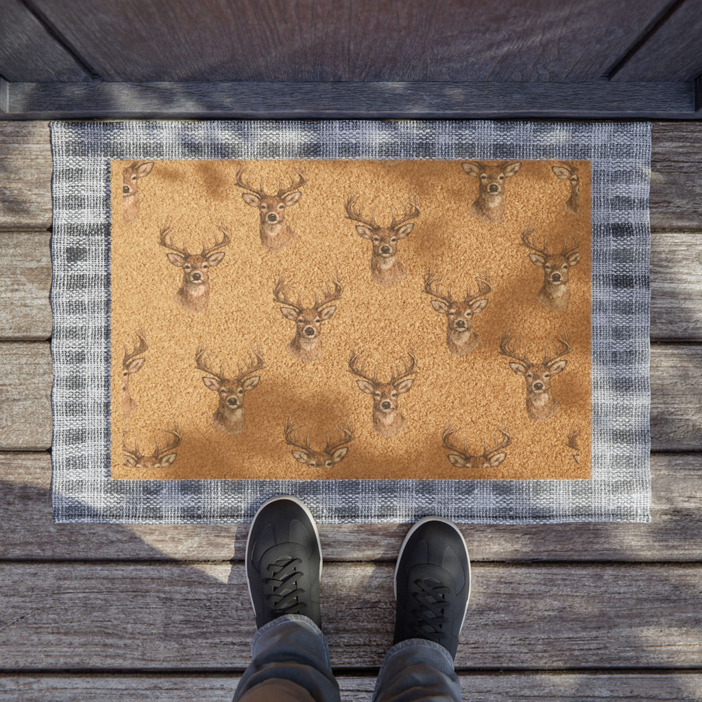 Deer Head Doormat — Rustic Cabin Welcome Mat
