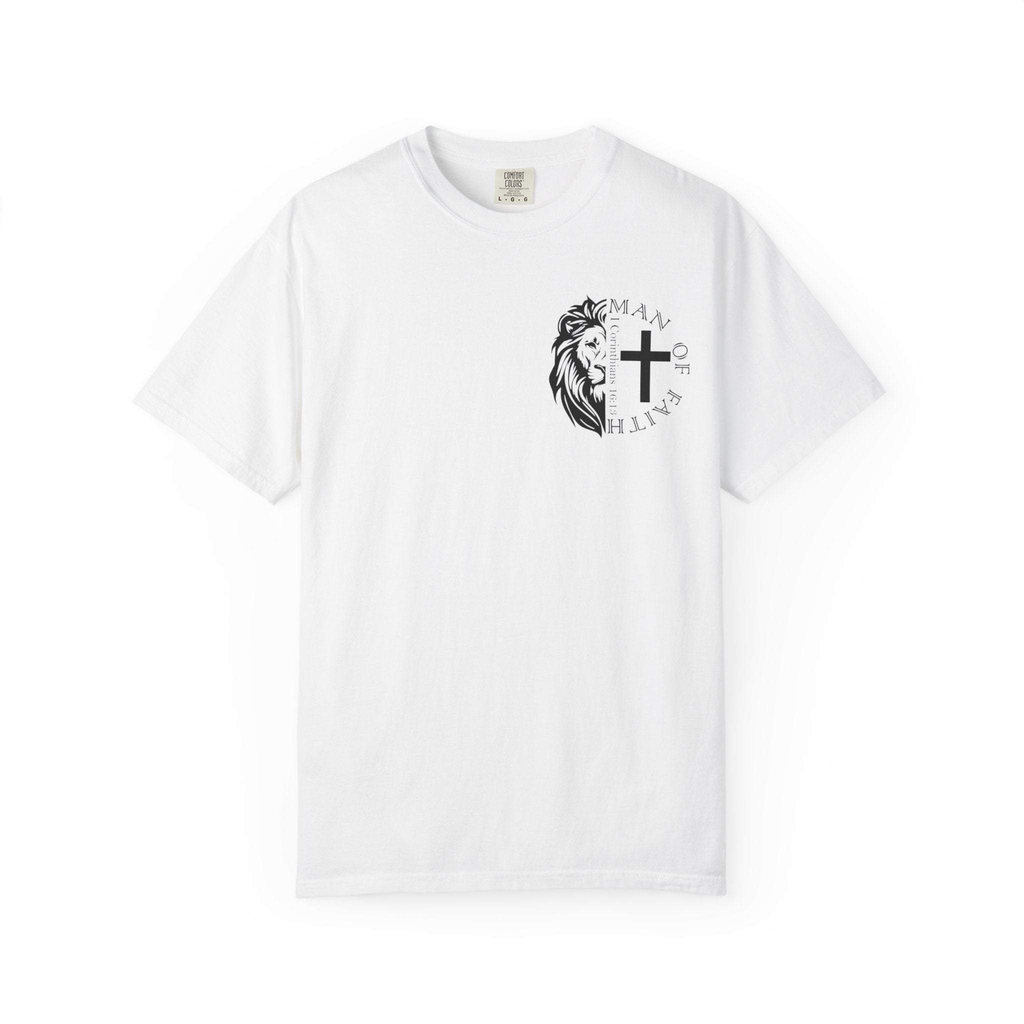 T-Shirt — "Man of Faith" Lion & Cross Christian Graphic Tee