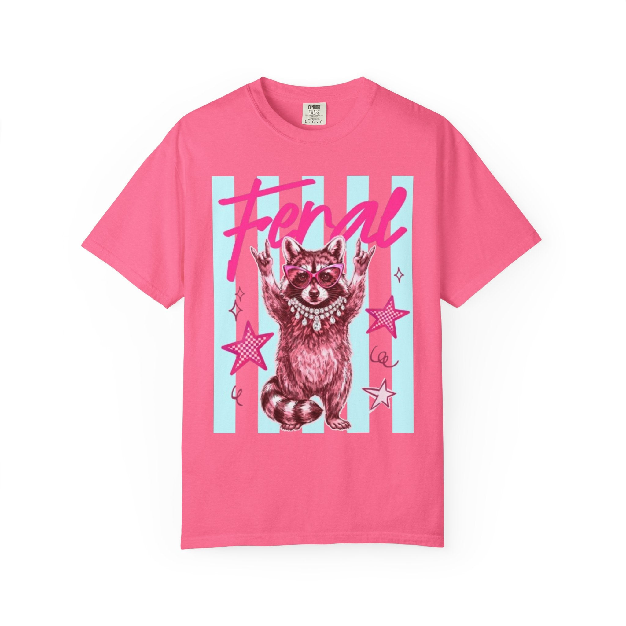 Feral Raccoon Graphic T-Shirt — Retro Pastel Pop DesigN