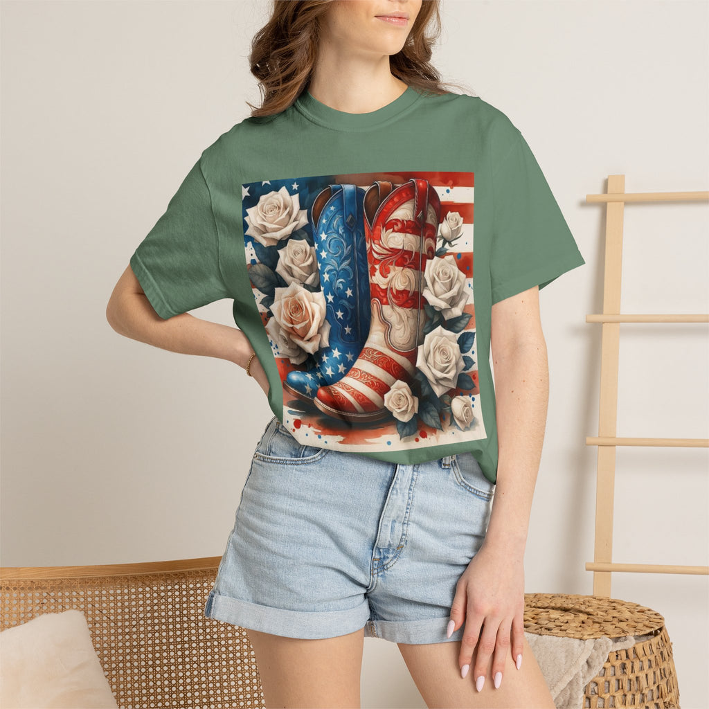 Cowboy Boots American Flag T-Shirt — Patriotic Western Graphic Tee