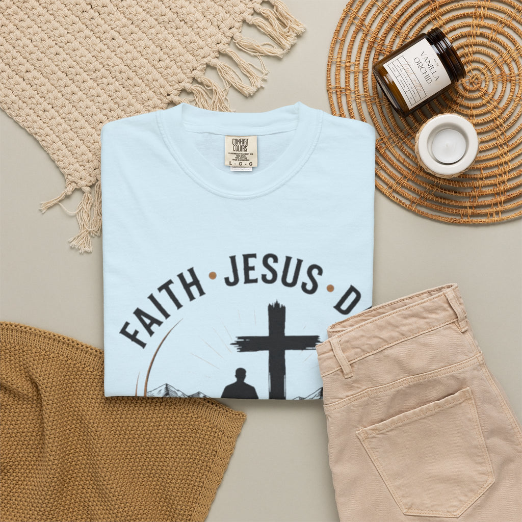 Faith Jesus Dad T-Shirt — "Leading My Family By His Grace" Christian Father Tee
