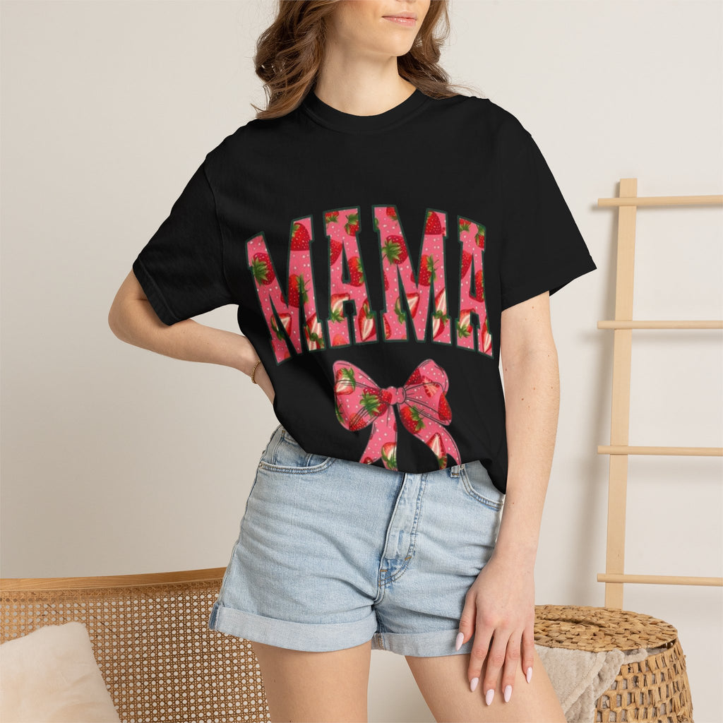 Mama Strawberry  Bow T-Shirt