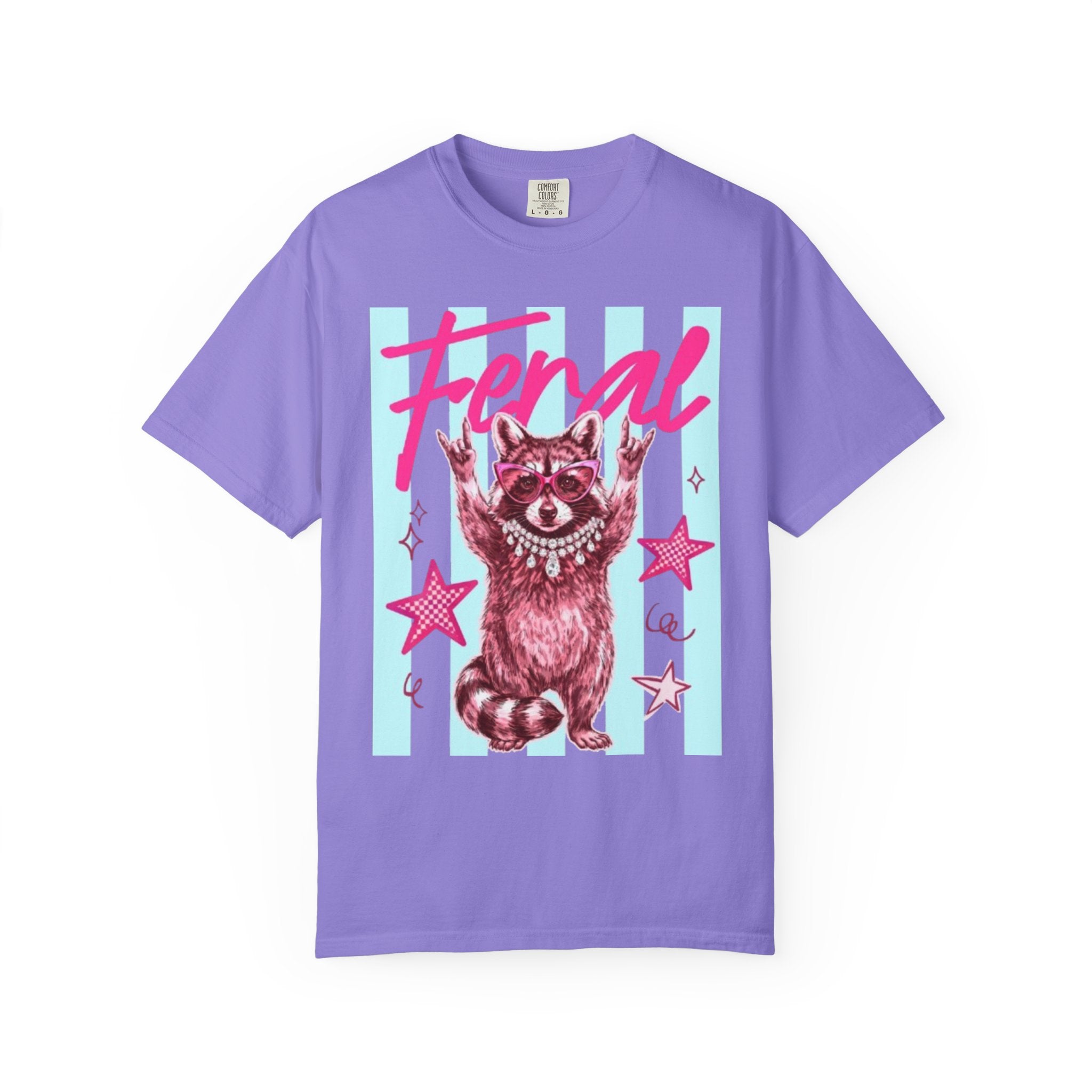 Feral Raccoon Graphic T-Shirt — Retro Pastel Pop DesigN