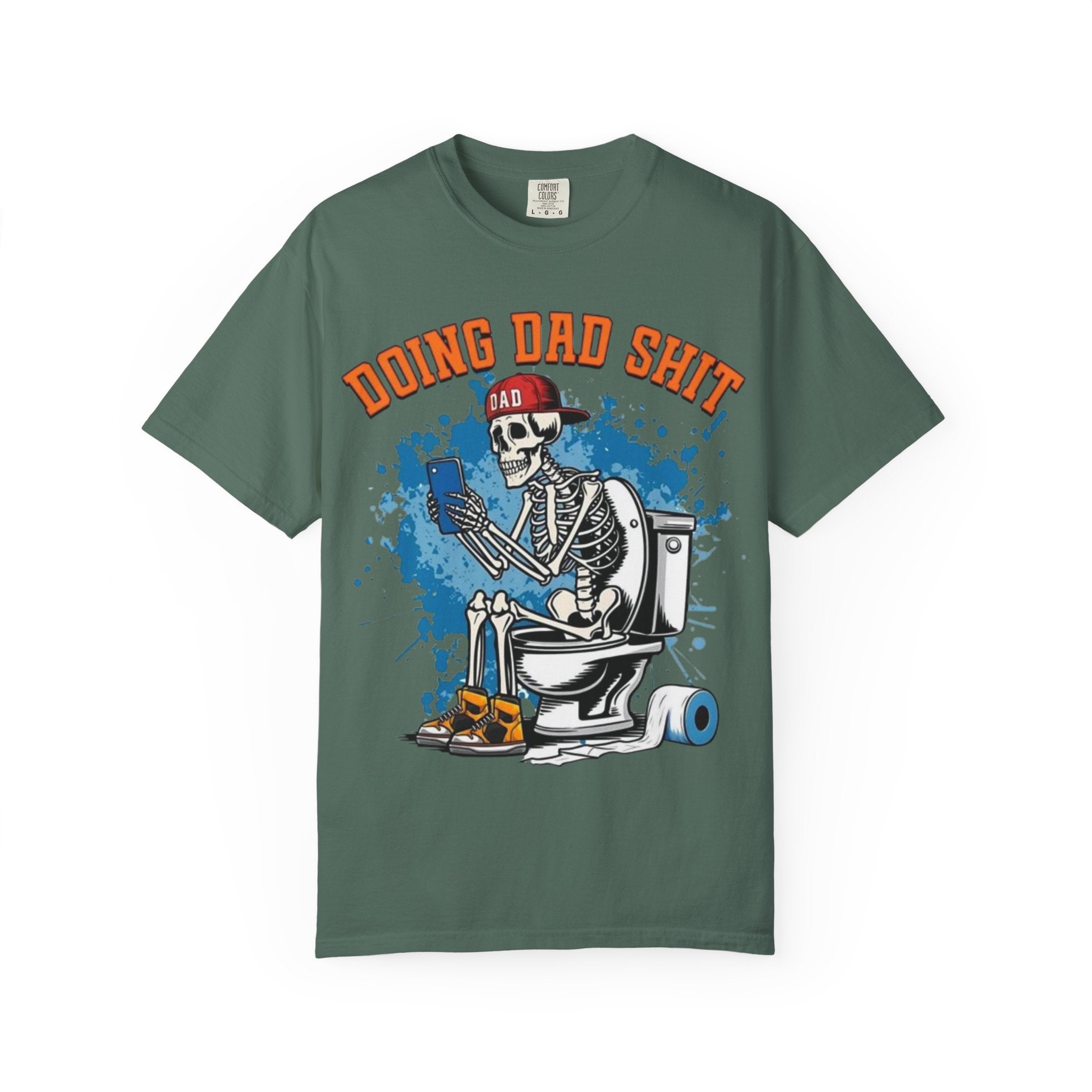 Doing Dad Shit T-Shirt — Funny Skeleton Dad Toilet Graphic Tee