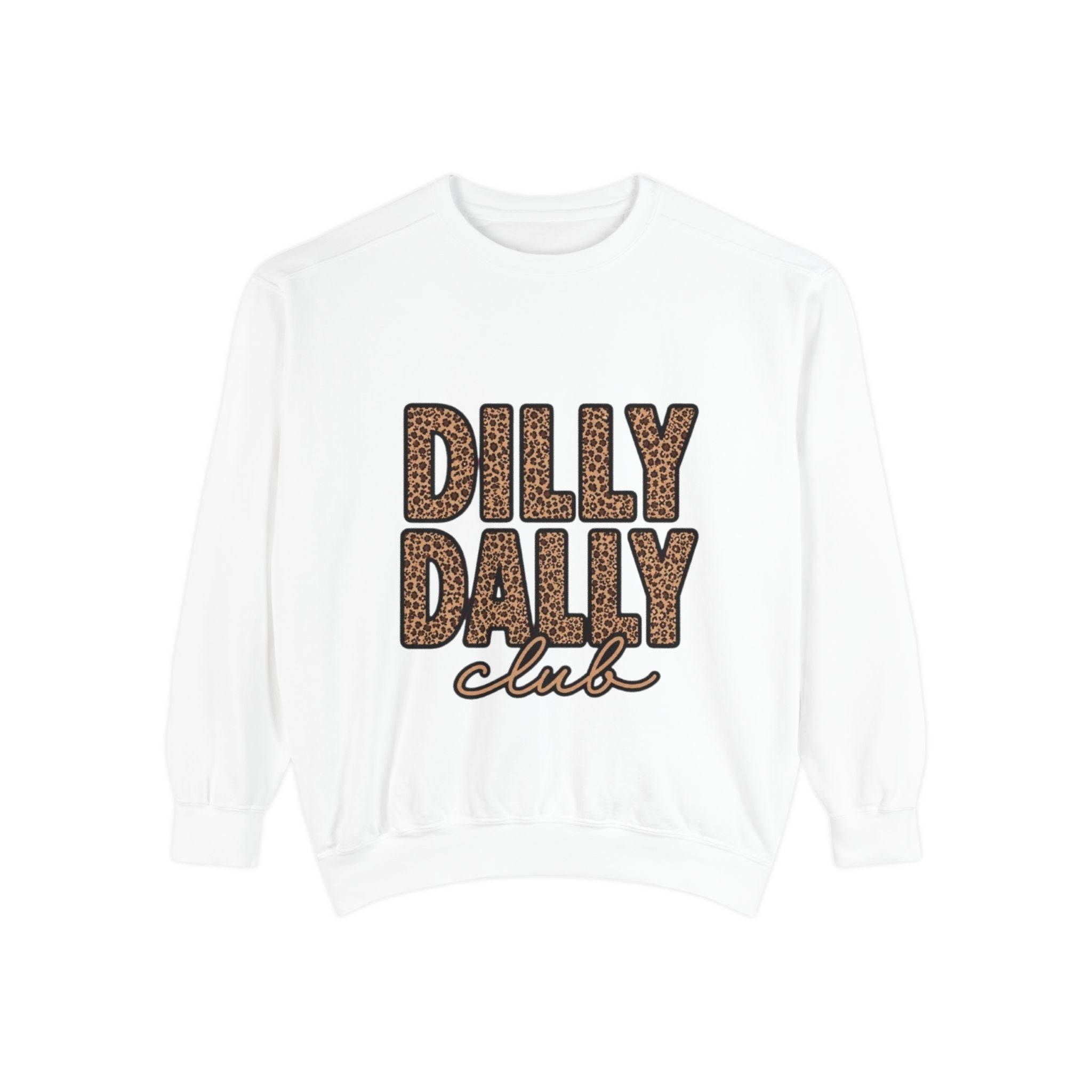 Dilly Daily Club Sweatshirt — Leopard Print Graphic Crewneck