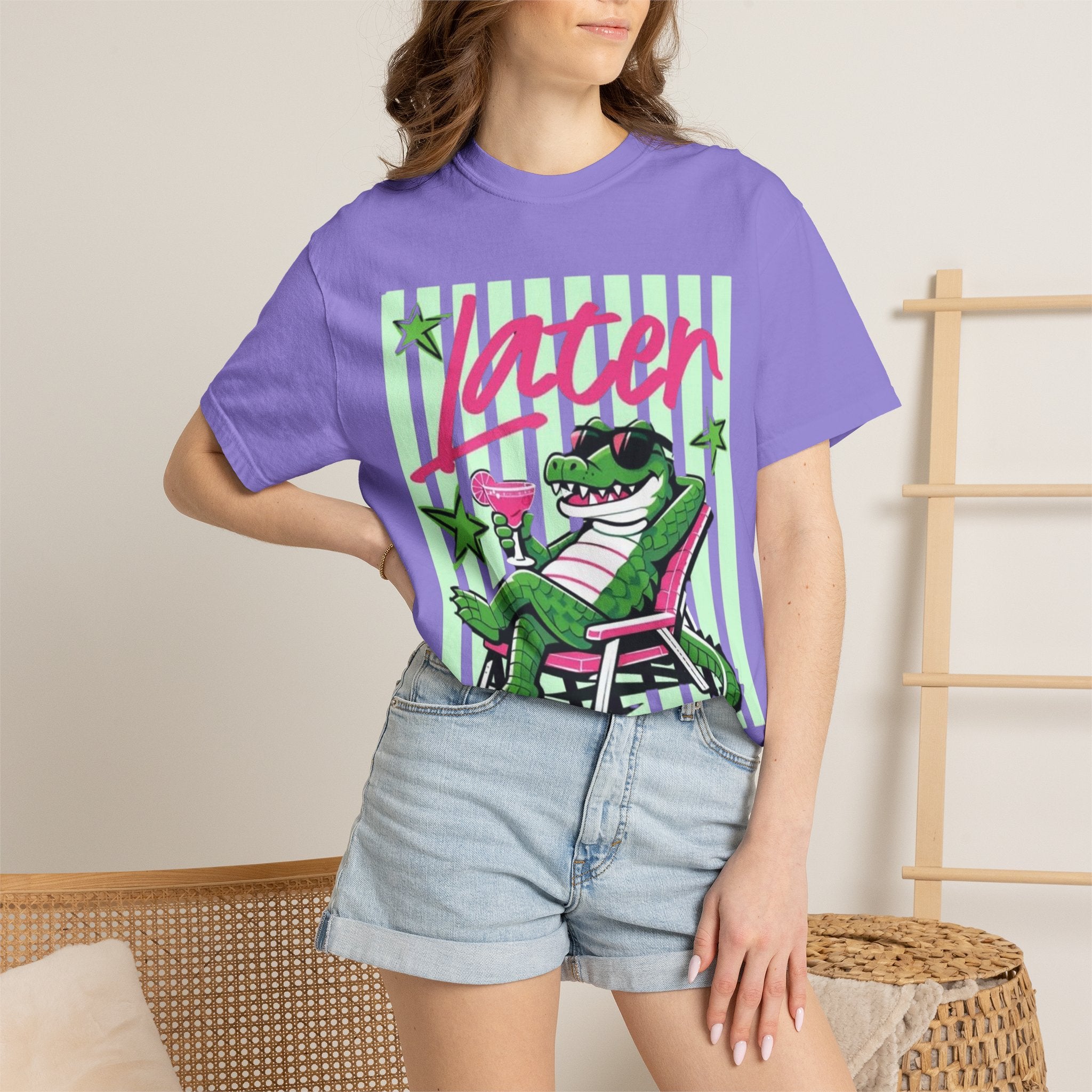Later Lounge Alligator T-Shirt — Relaxed Croc Graphic Tee