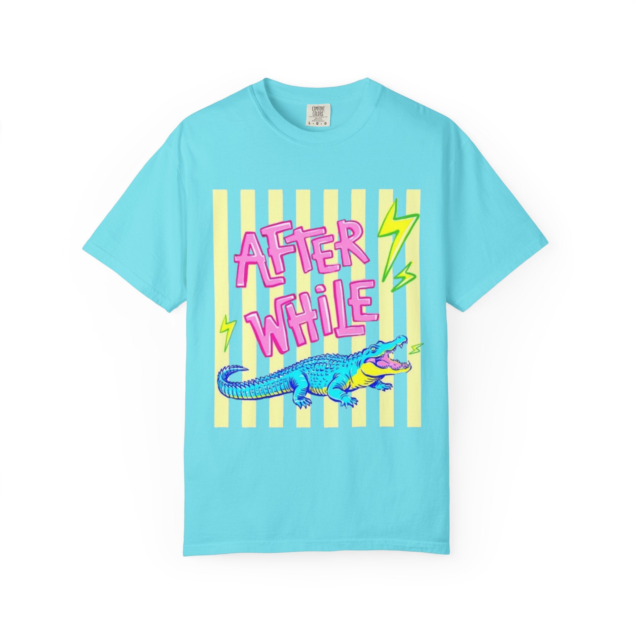 After While Crocodile Graphic T-Shirt — Retro Neon Alligator Tee