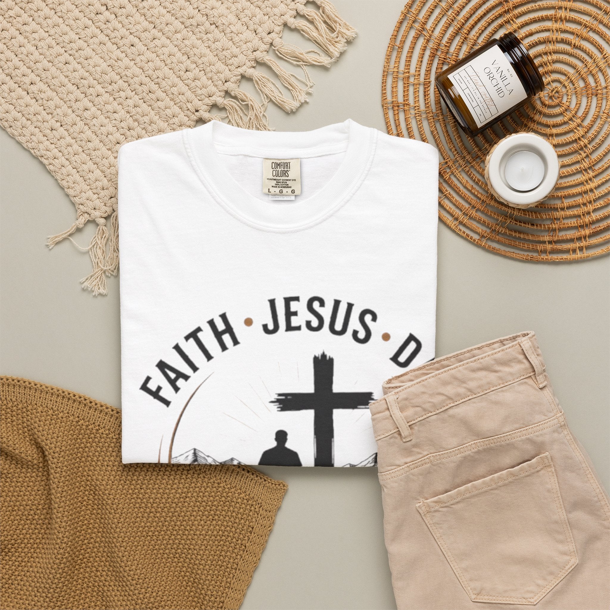 Faith Jesus Dad T-Shirt — "Leading My Family By His Grace" Christian Father Tee