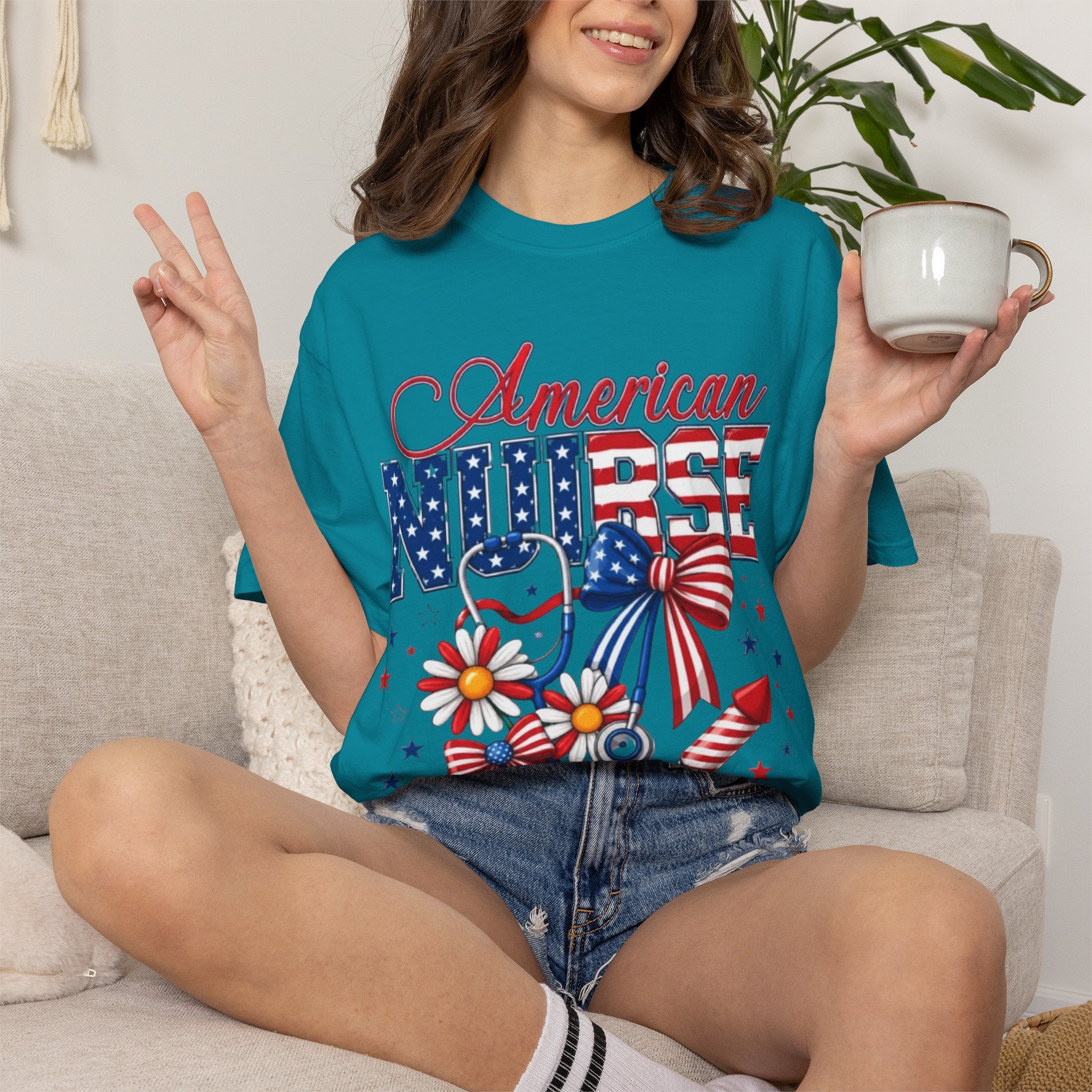 American Nurse Patriotic T-Shirt — 4th of July Stars & Stripes Nursing Tee