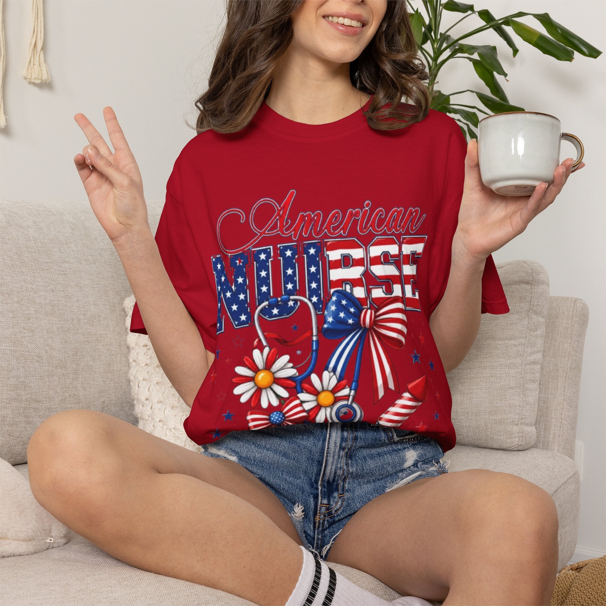 American Nurse Patriotic T-Shirt — 4th of July Stars & Stripes Nursing Tee