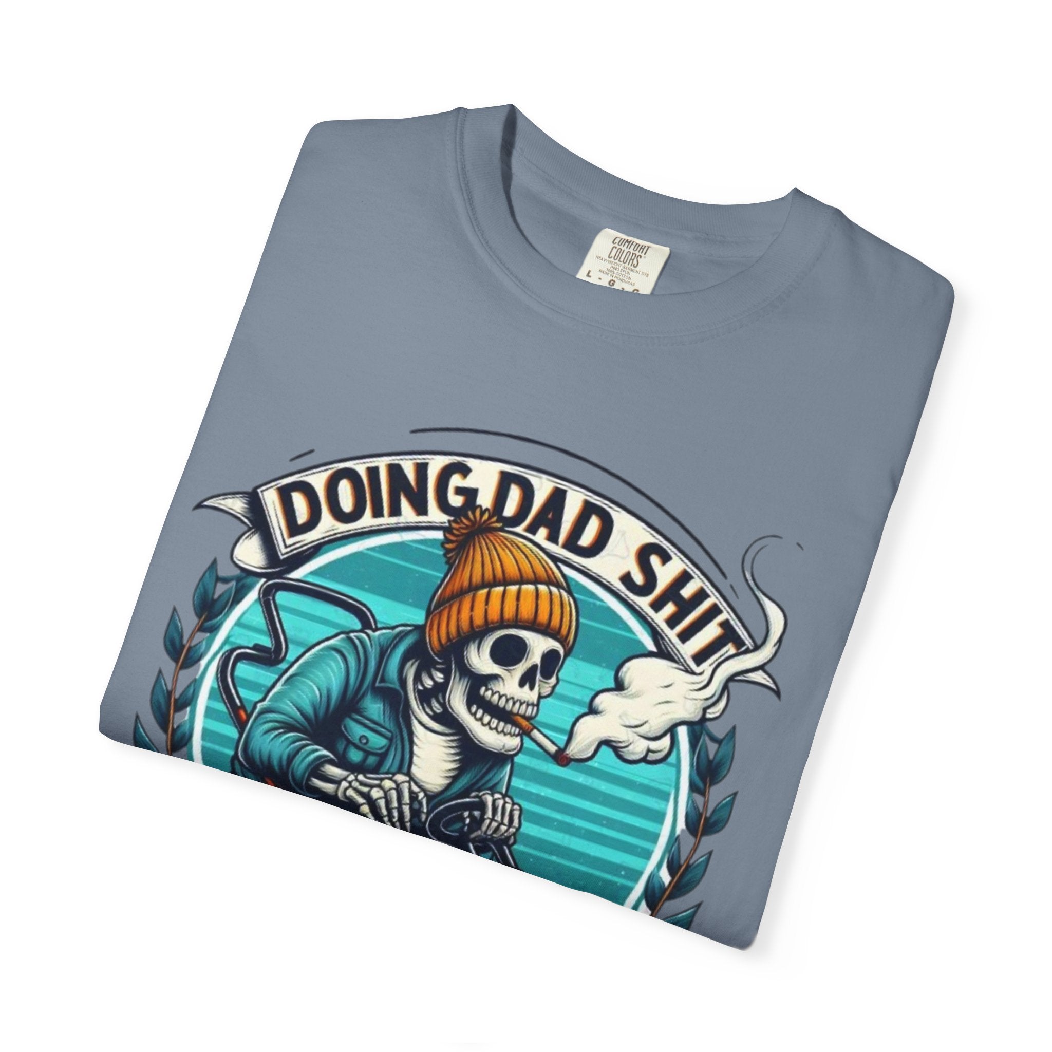 Doing Dad Shit T-Shirt — Funny Lawn Mower Skeleton Dad Tee