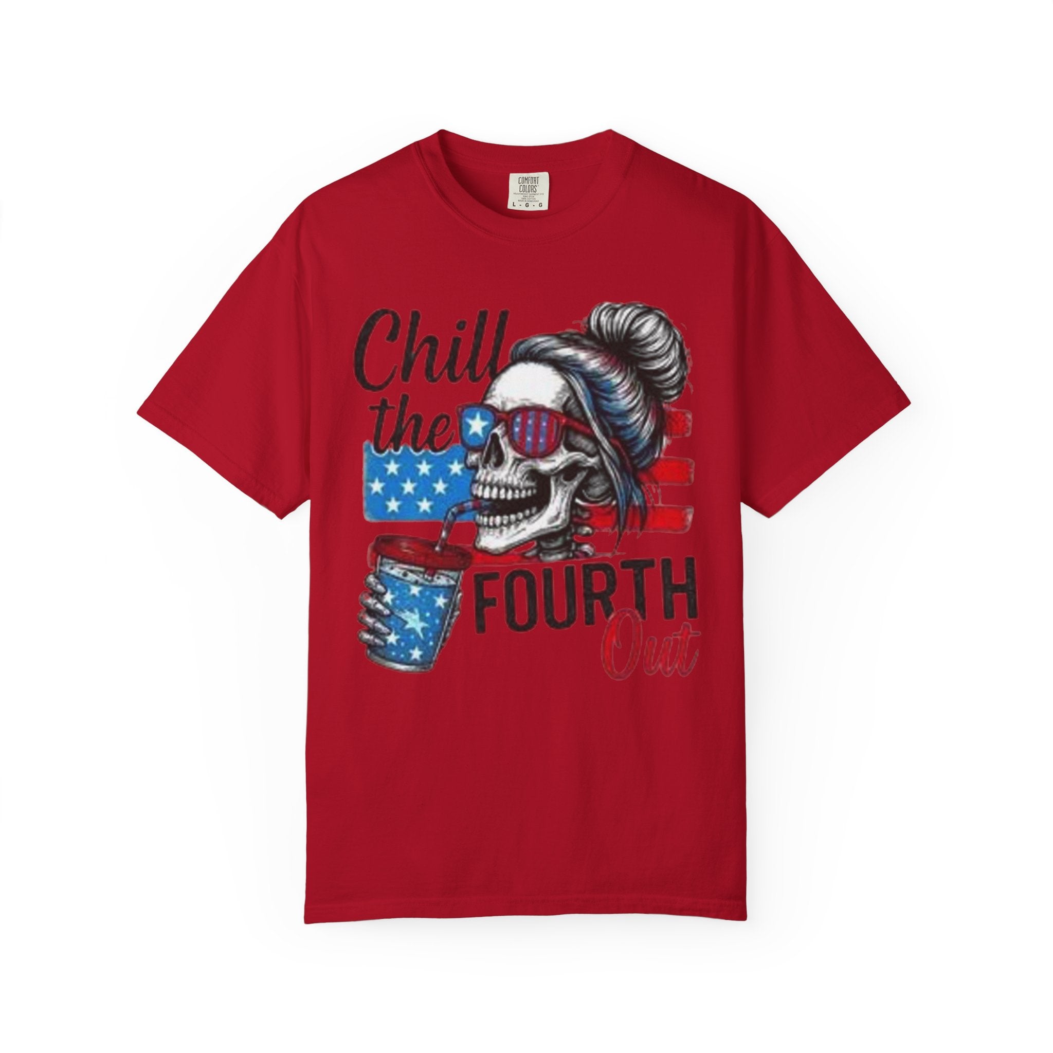 Fourth of July Skull Tee — “Chill the Fourth Out” Patriotic American Flag T-Shirt