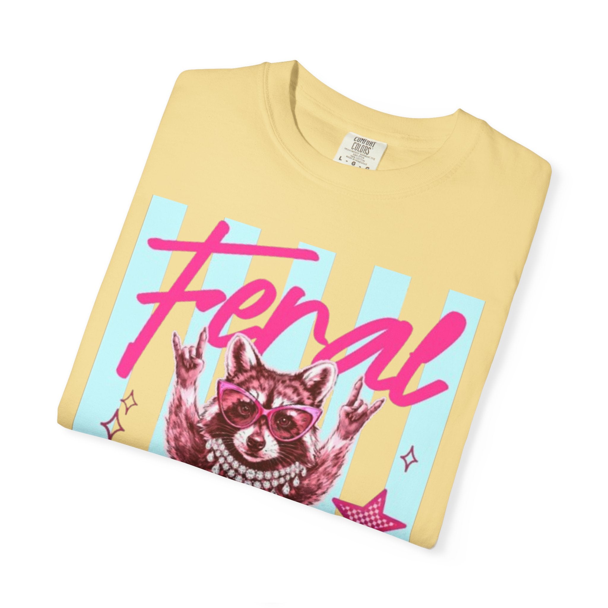 Feral Raccoon Graphic T-Shirt — Retro Pastel Pop DesigN