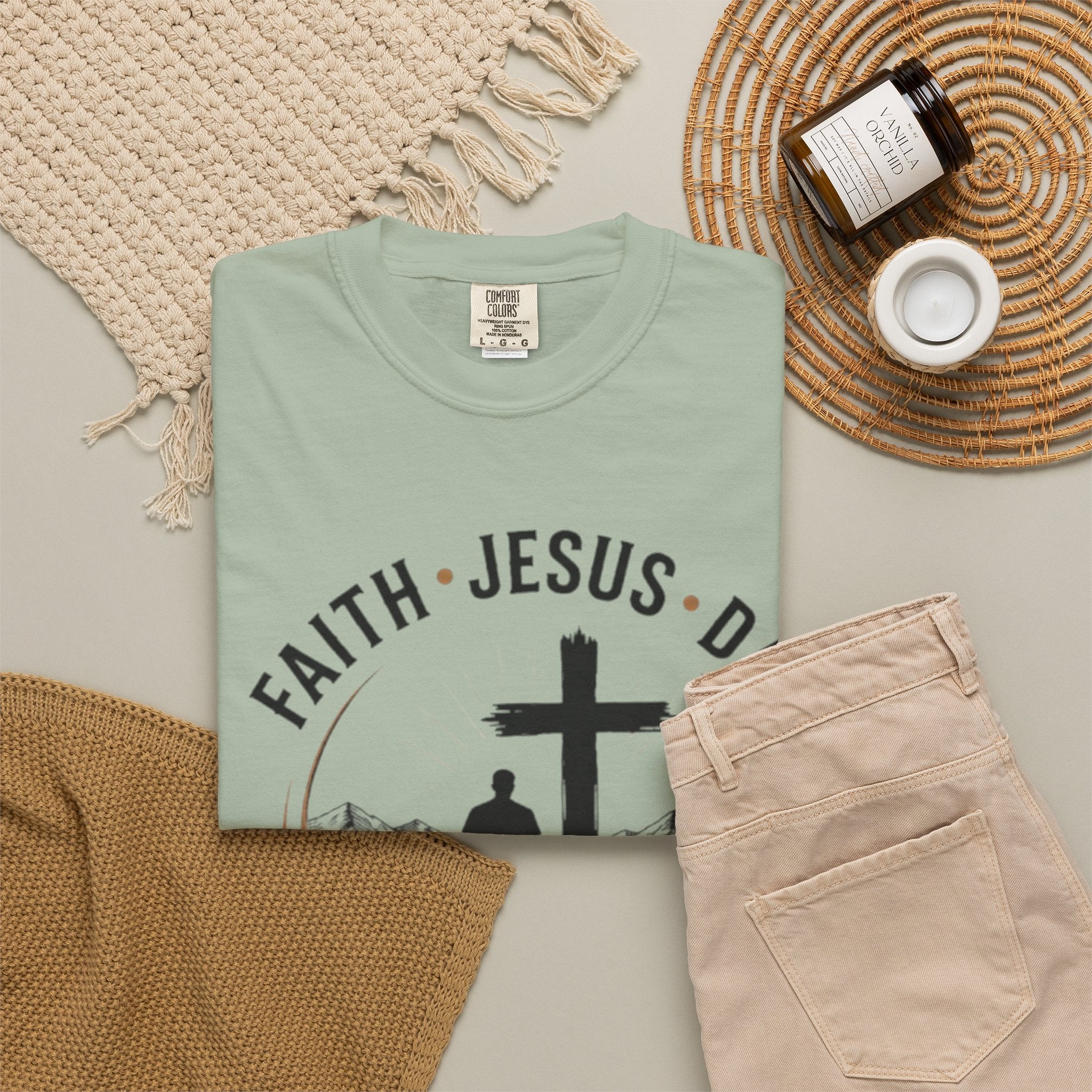 Faith Jesus Dad T-Shirt — "Leading My Family By His Grace" Christian Father Tee