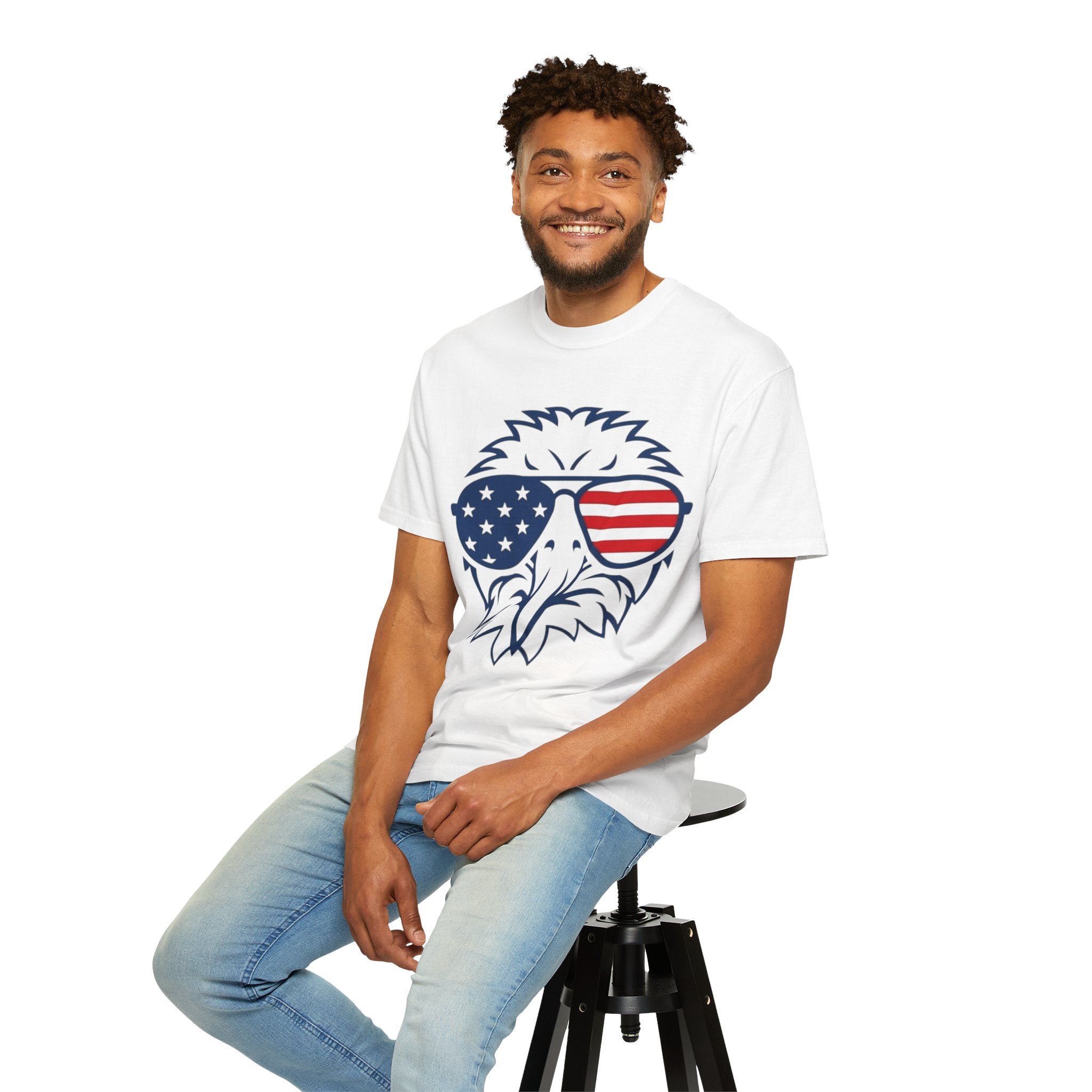 Patriotic Eagle T-Shirt — Bald Eagle with American Flag Sunglasses
