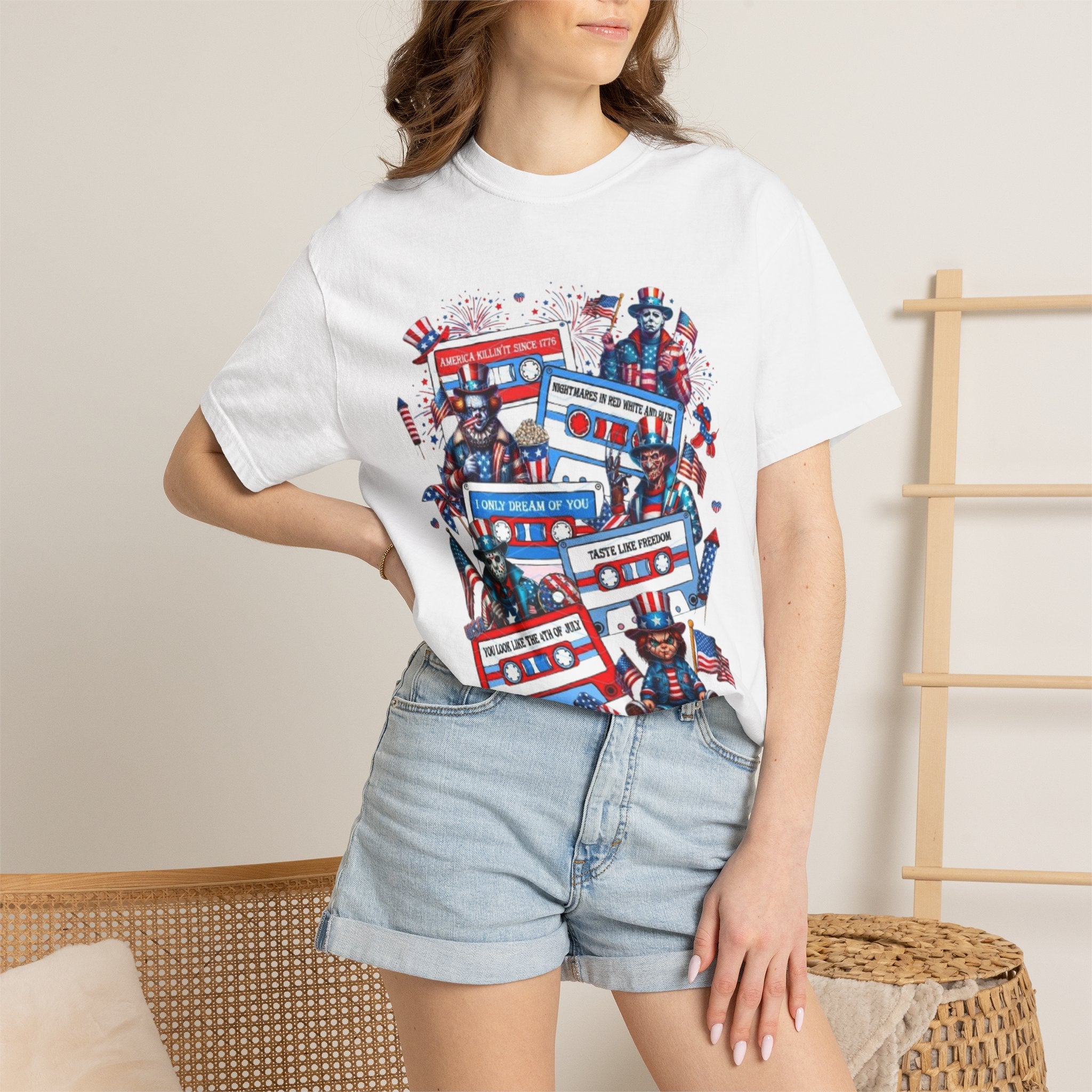 Patriotic Uncle Sam Cassette Retro T-Shirt — USA 4th of July Vintage Music Tee