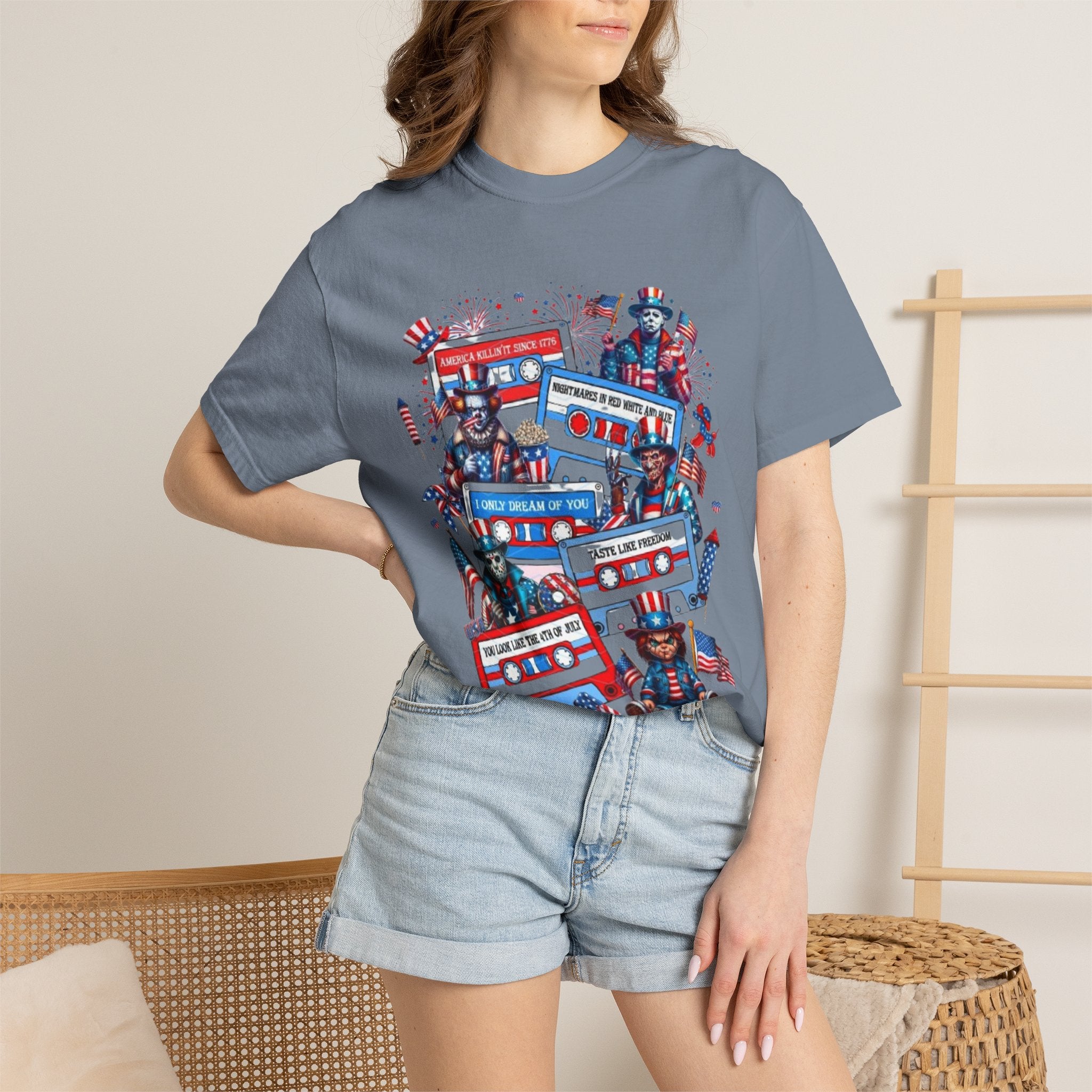 Patriotic Uncle Sam Cassette Retro T-Shirt — USA 4th of July Vintage Music Tee