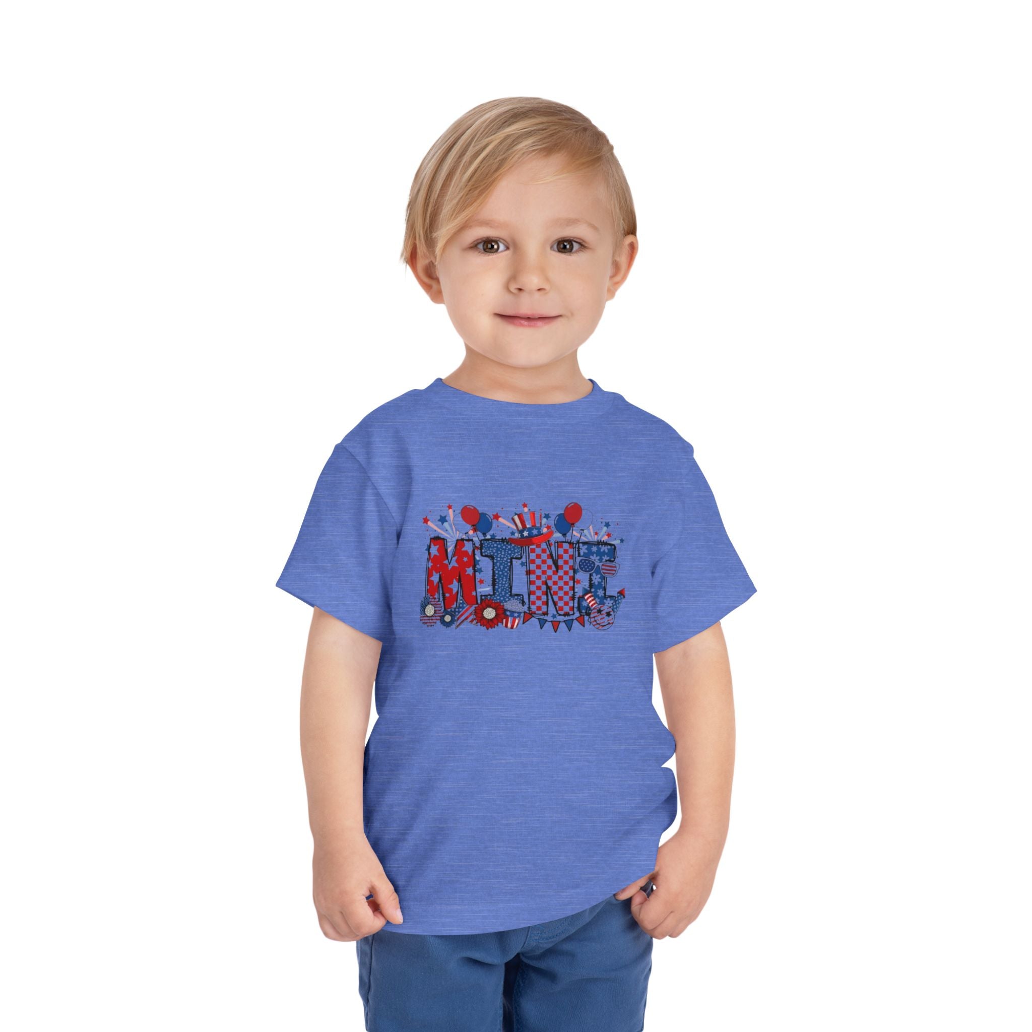 Toddler Tee - 'Mini' Patriotic 4th of July Kids Shirt (Red, White & Blue Stars & Stripes)