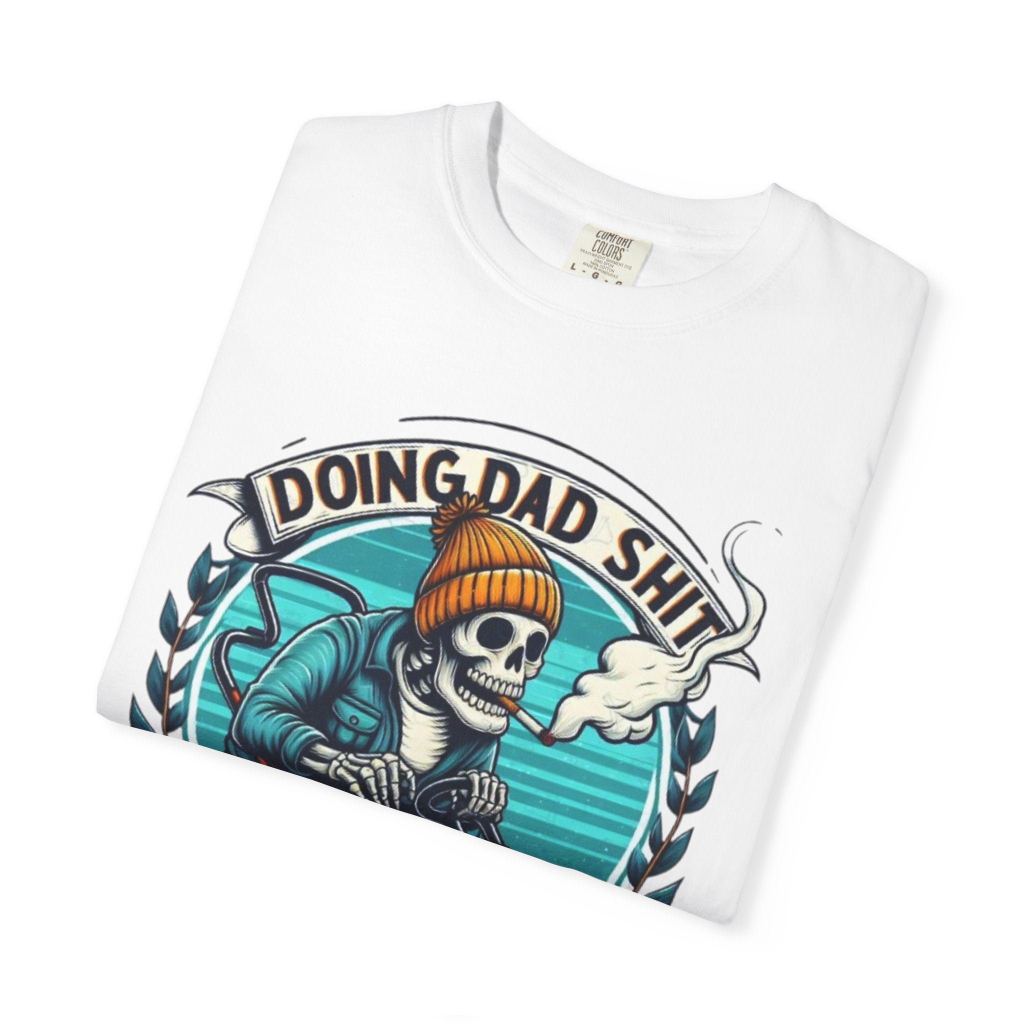 Doing Dad Shit T-Shirt — Funny Lawn Mower Skeleton Dad Tee