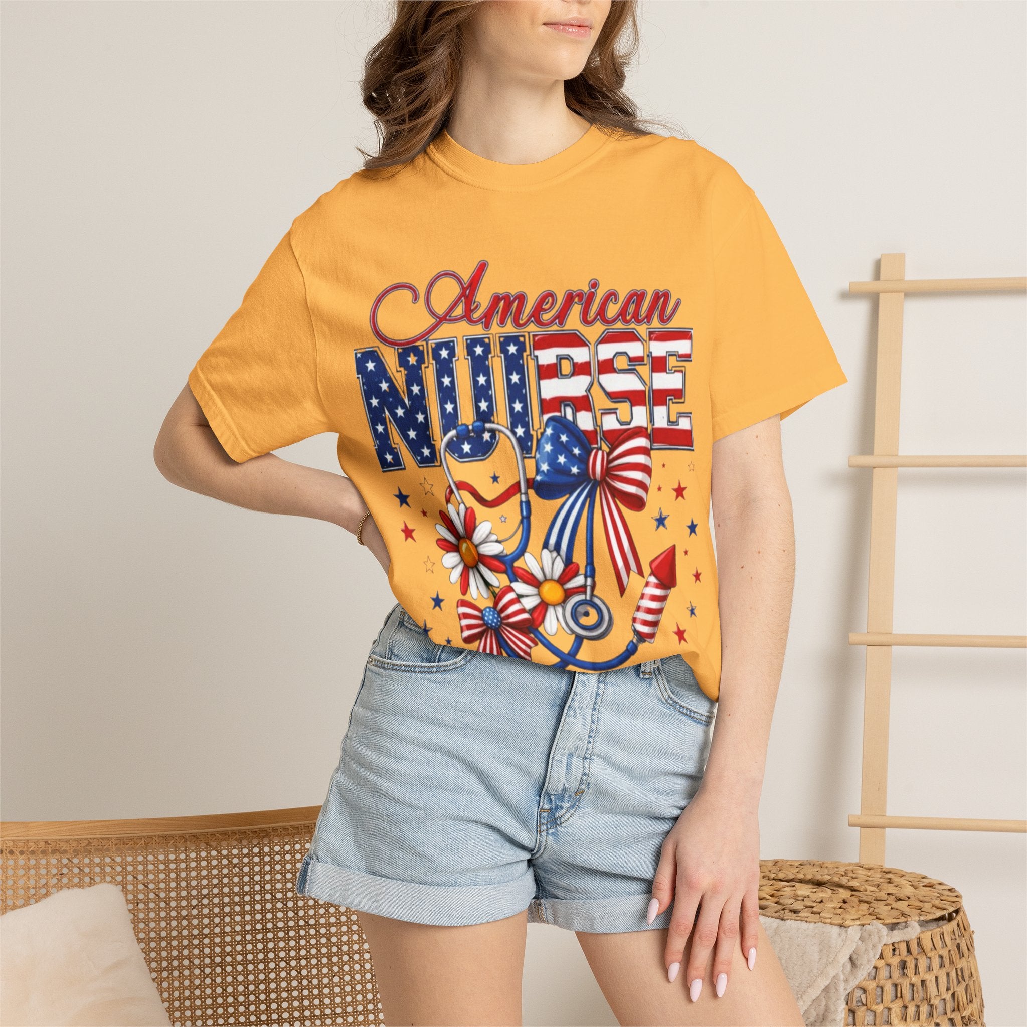 American Nurse Patriotic T-Shirt — 4th of July Stars & Stripes Nursing Tee