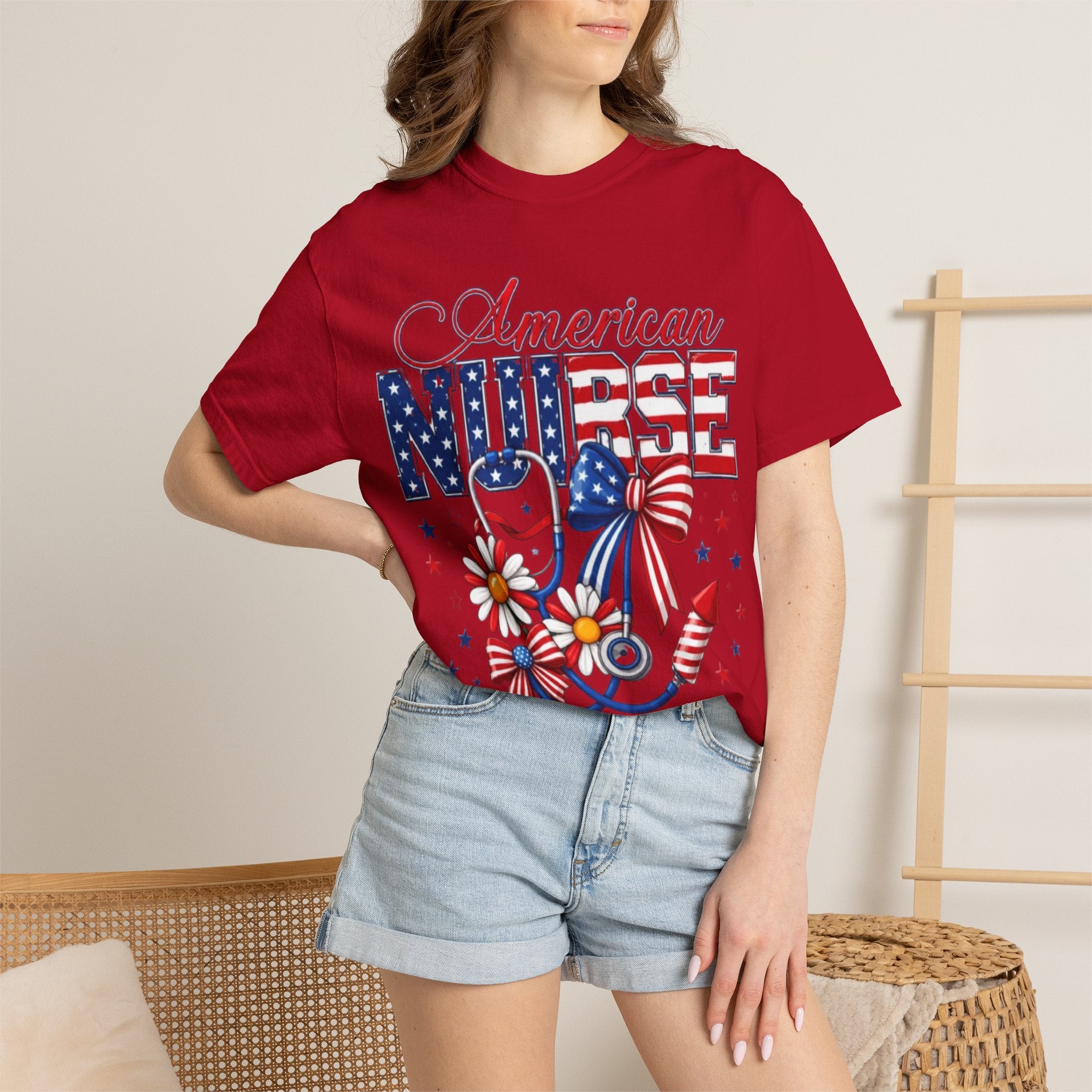 American Nurse Patriotic T-Shirt — 4th of July Stars & Stripes Nursing Tee
