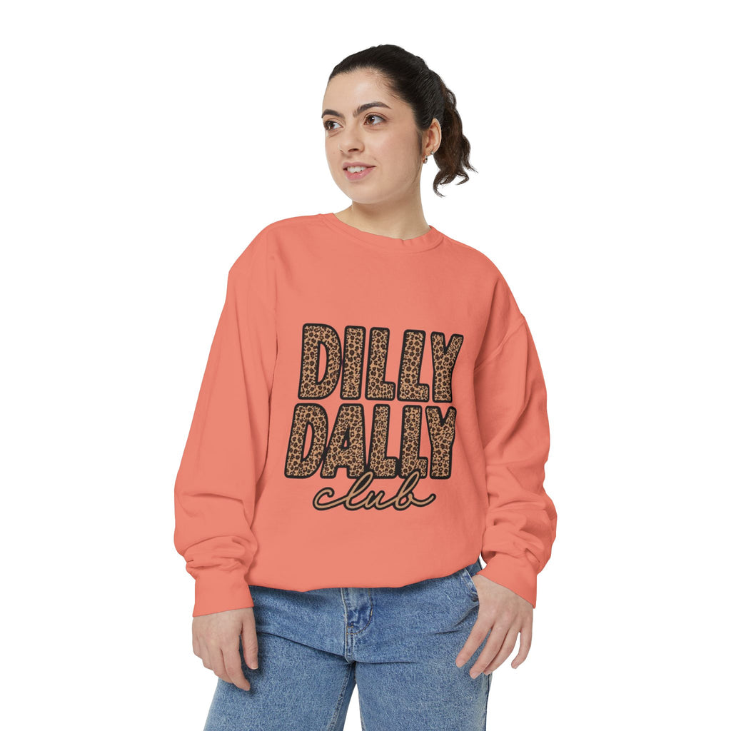 Dilly Daily Club Sweatshirt — Leopard Print Graphic Crewneck