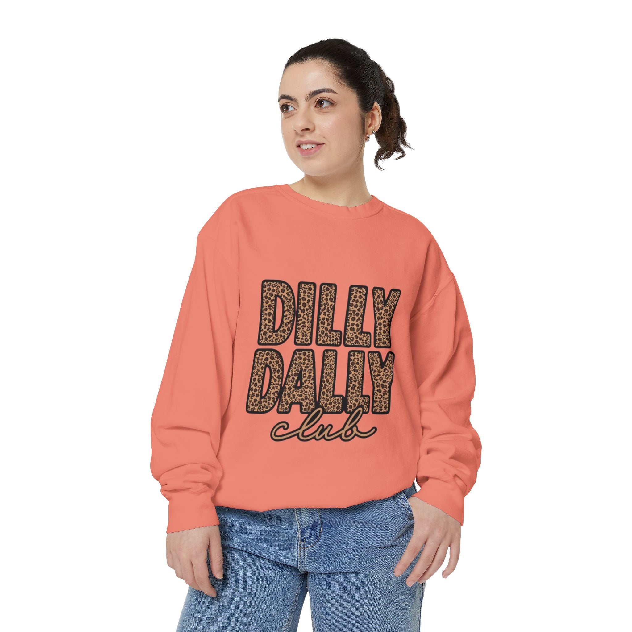 Dilly Daily Club Sweatshirt — Leopard Print Graphic Crewneck