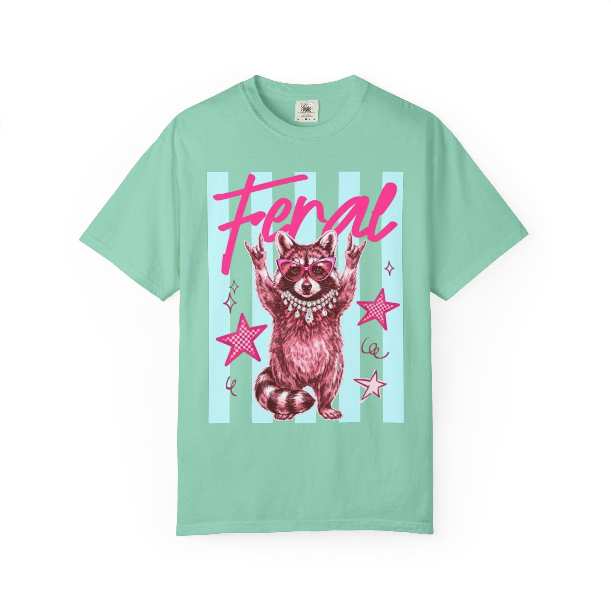 Feral Raccoon Graphic T-Shirt — Retro Pastel Pop DesigN