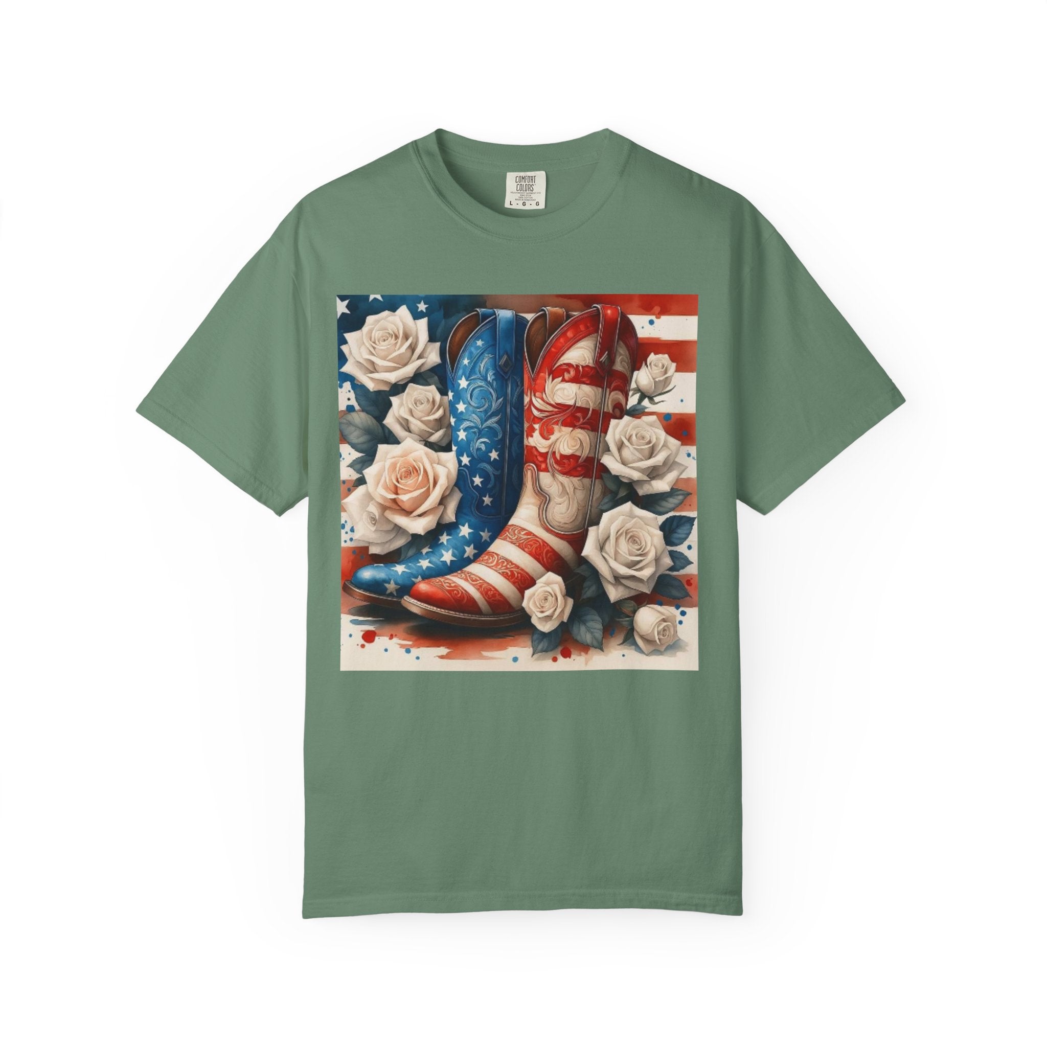 Cowboy Boots American Flag T-Shirt — Patriotic Western Graphic Tee