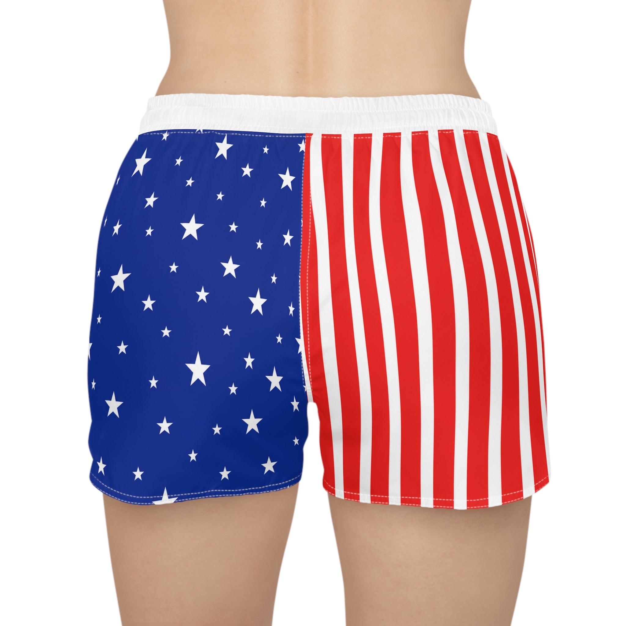 American Flag Women’s Casual Shorts — Red & Blue Stars & Stripes AOP