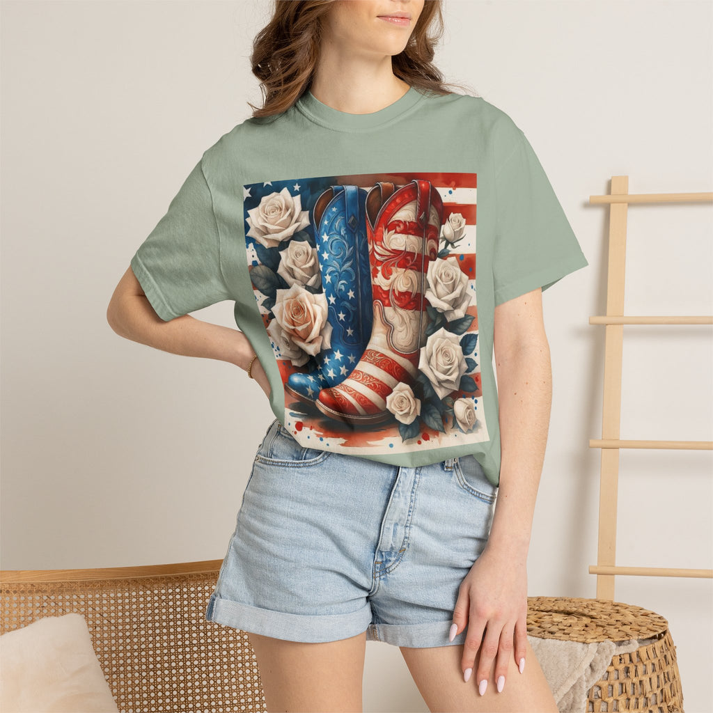Cowboy Boots American Flag T-Shirt — Patriotic Western Graphic Tee