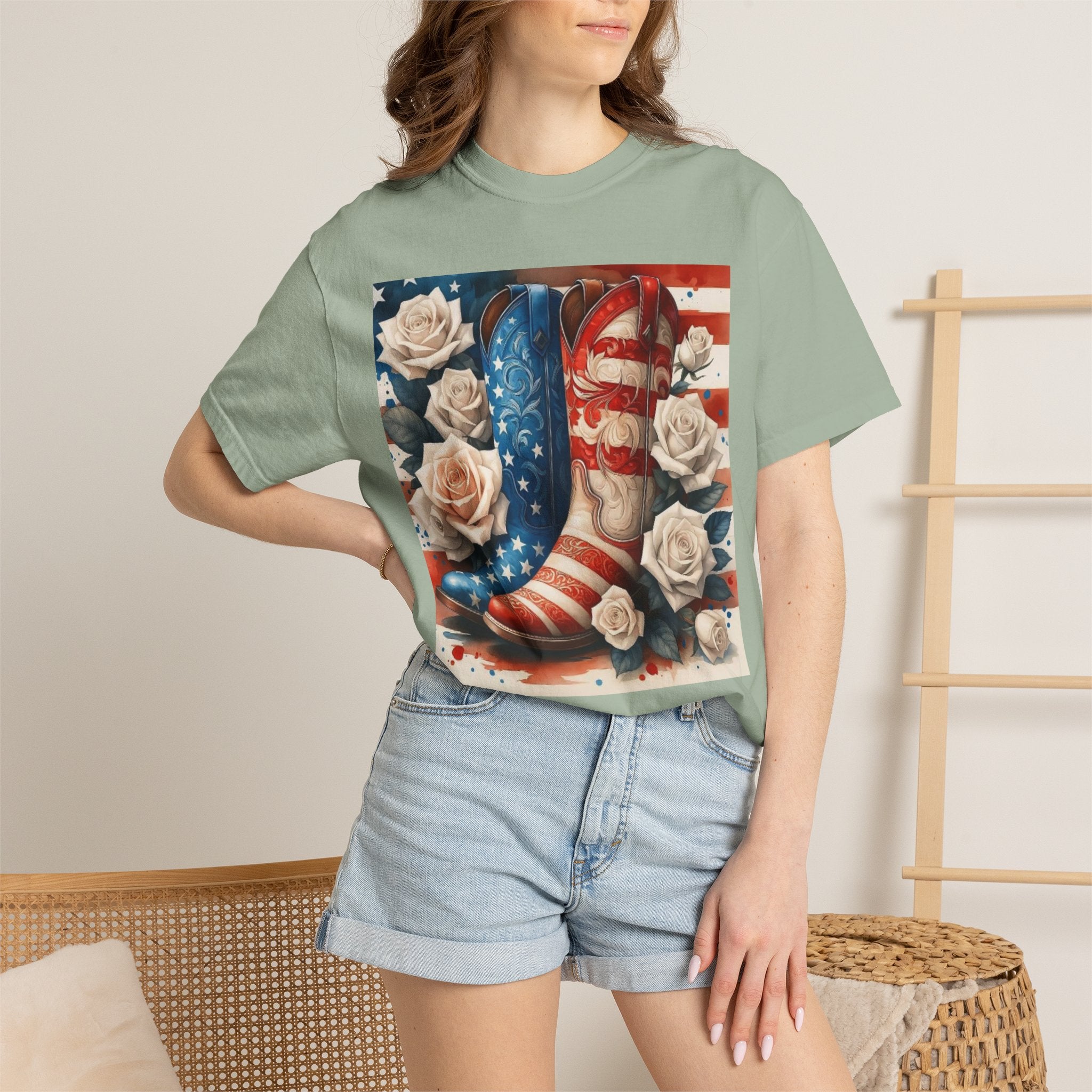 Cowboy Boots American Flag T-Shirt — Patriotic Western Graphic Tee