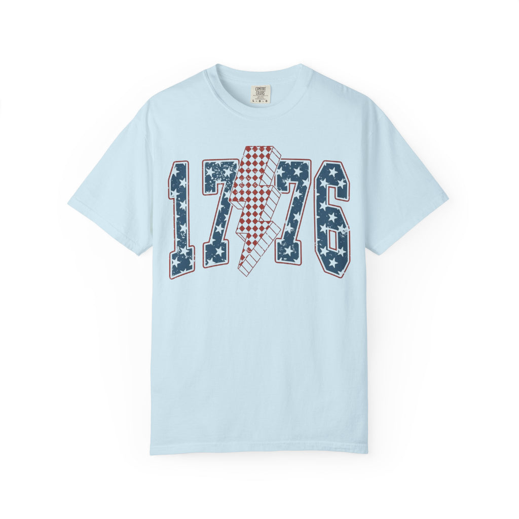 1776 Patriotic T-Shirt — Stars & Stripes Lightning Bolt Graphic