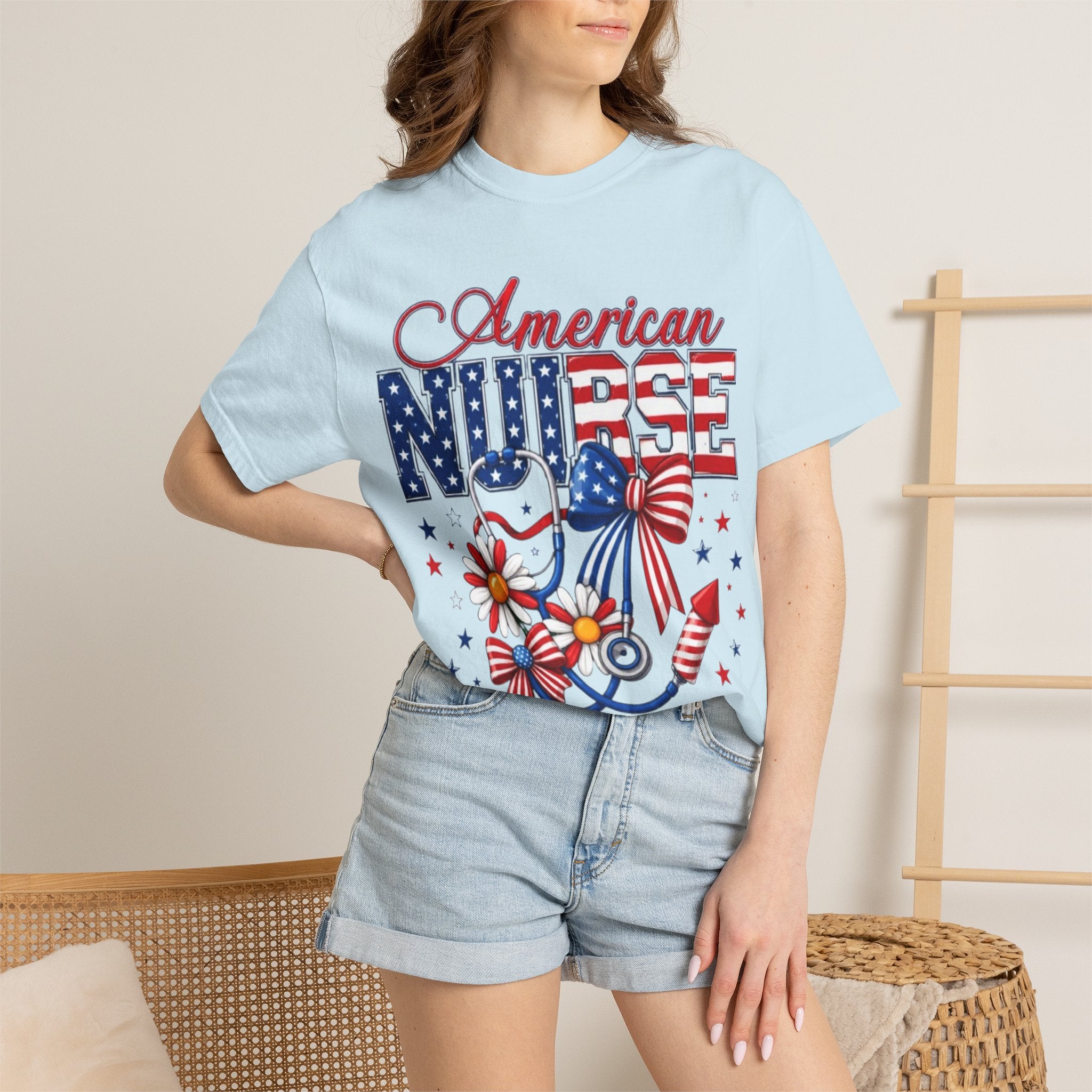 American Nurse Patriotic T-Shirt — 4th of July Stars & Stripes Nursing Tee