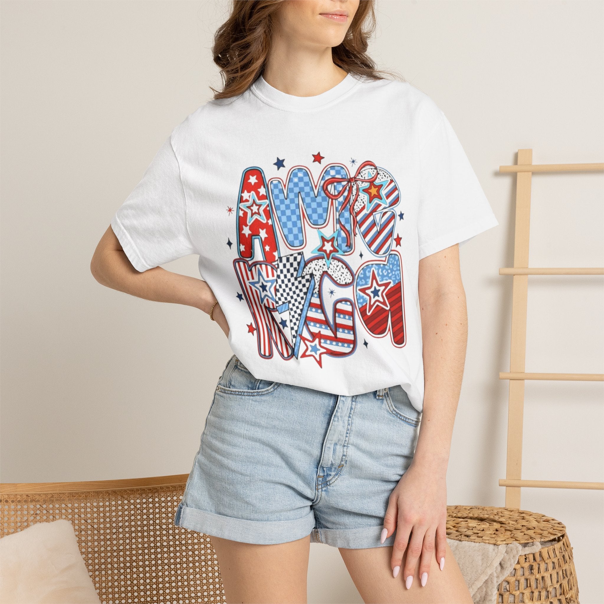 4th of July American Flag "America' Graphic T-Shirt