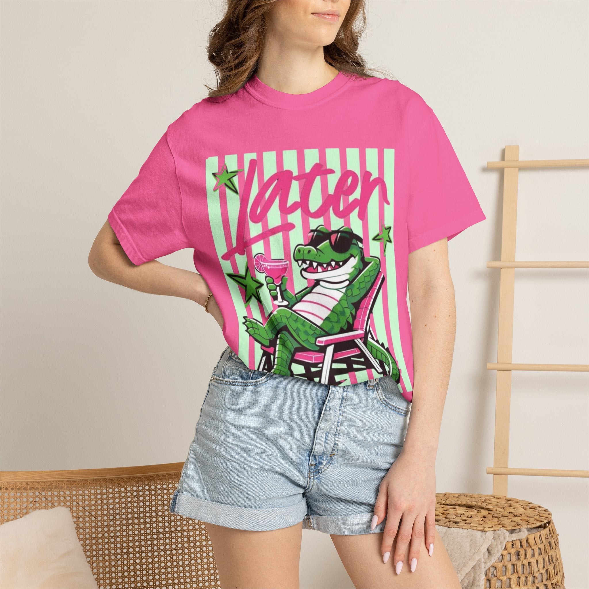 Later Lounge Alligator T-Shirt — Relaxed Croc Graphic Tee