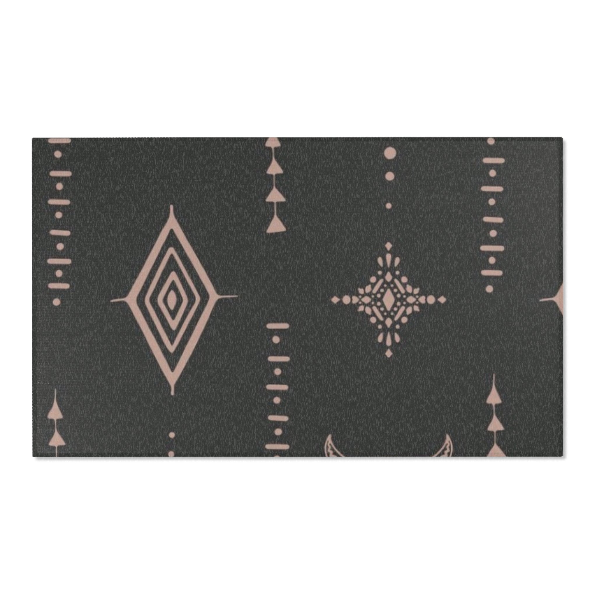 Southwestern Bull Skull Area Rug — Tribal Geometric Accent Rug for Living Room & Bedroom