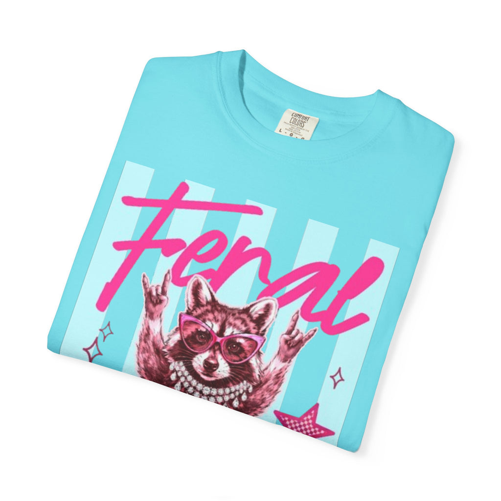 Feral Raccoon Graphic T-Shirt — Retro Pastel Pop DesigN